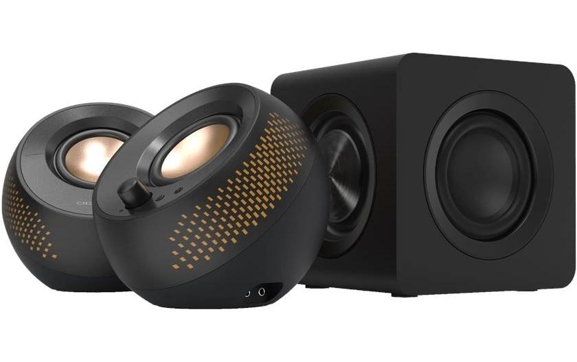 Creative PC-Lautsprecher »Pebble X Plus 2.1 USB-C Lautsprecher, Bluetooth 5.3, RGB-Beleuchtung« ( ) kabelloses Streaming, Computerlautsprecher mit Subwoofer