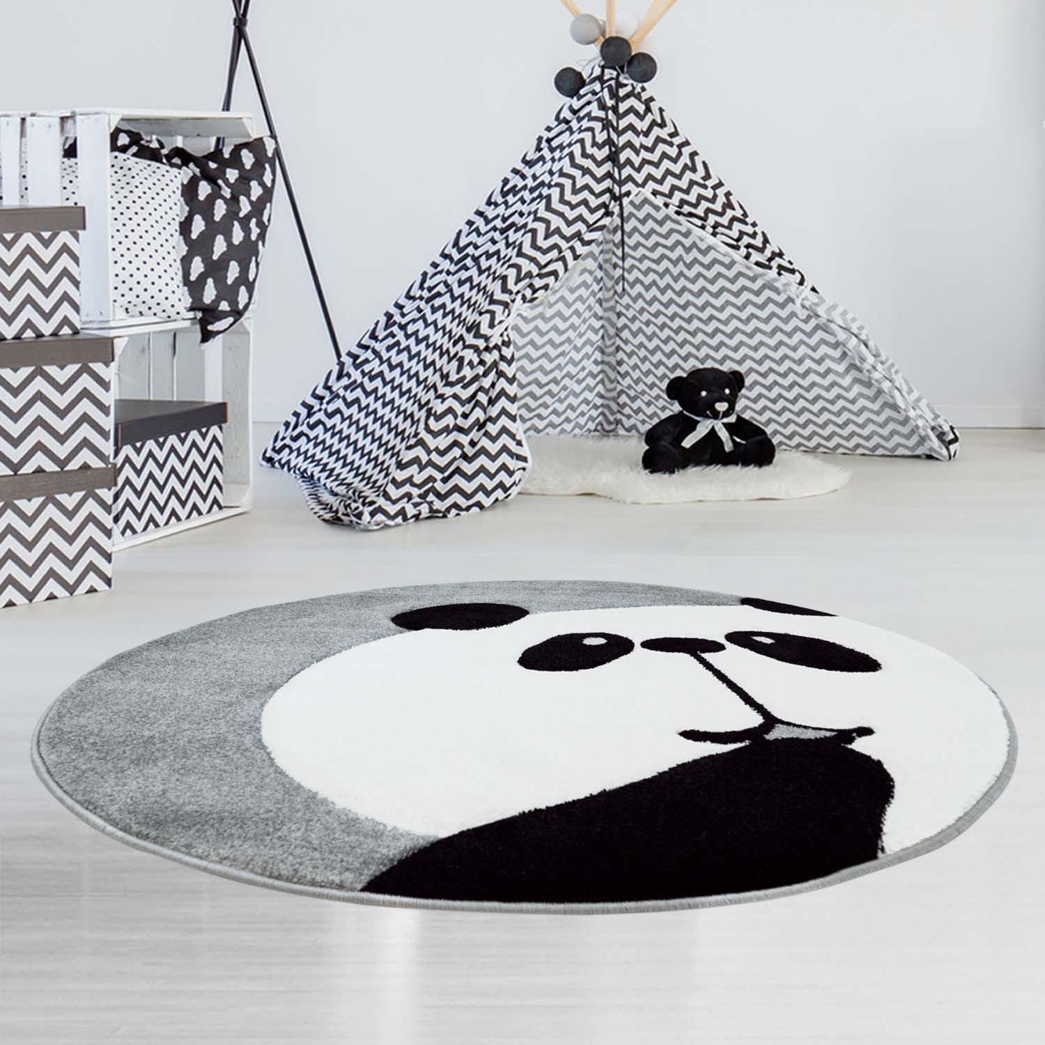 Carpet City Kinderteppich »Bueno Kids 1389«, rund, Spielteppich, Panda-Bär, 3D-Effekt, Weicher Flor, Pflegeleicht