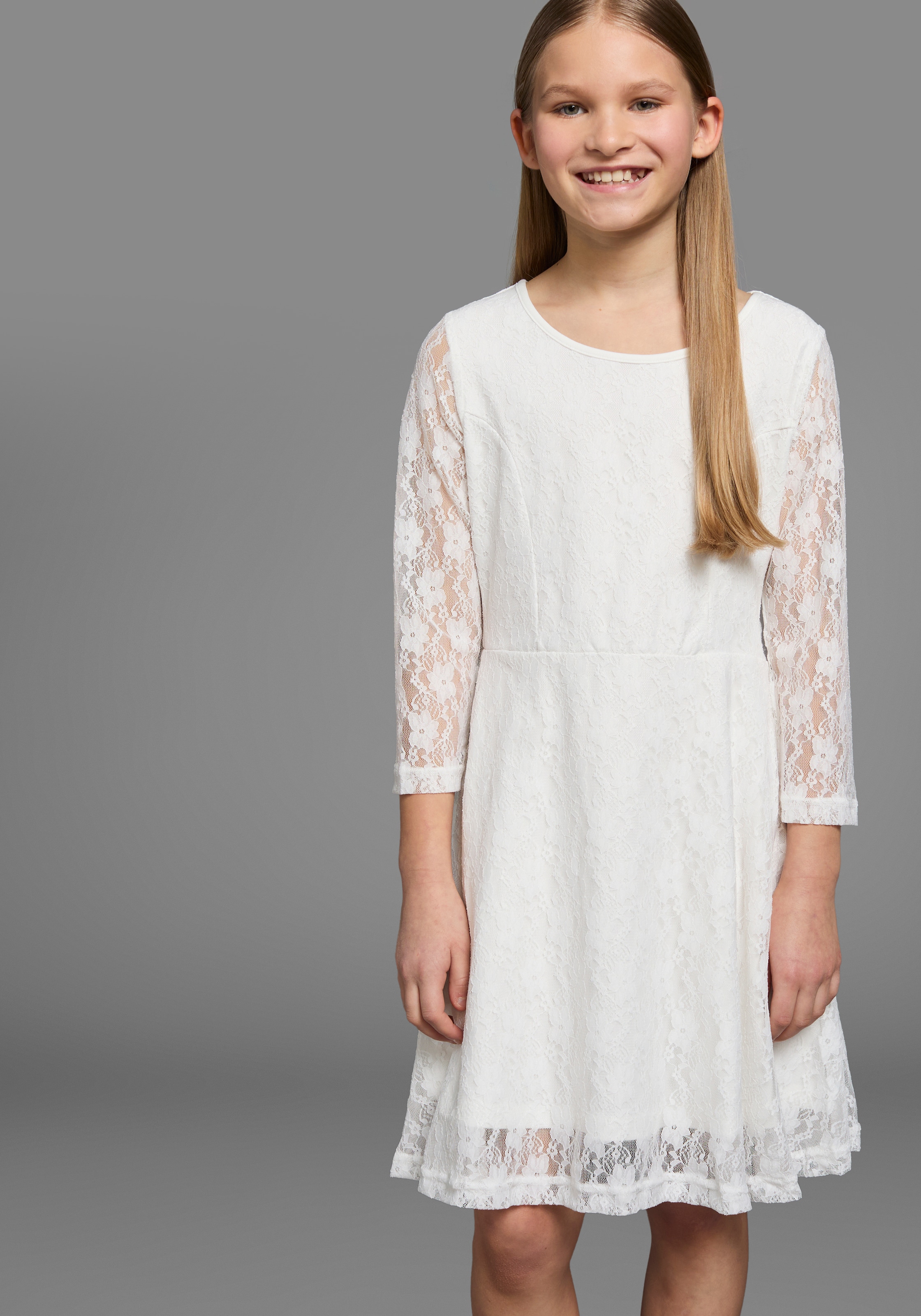 KIDSWORLD Jerseykleid »- Spitzenkleid«, festliche Anlässe, knielang, aus Spitze und Jersey, 3/4-Ärmel