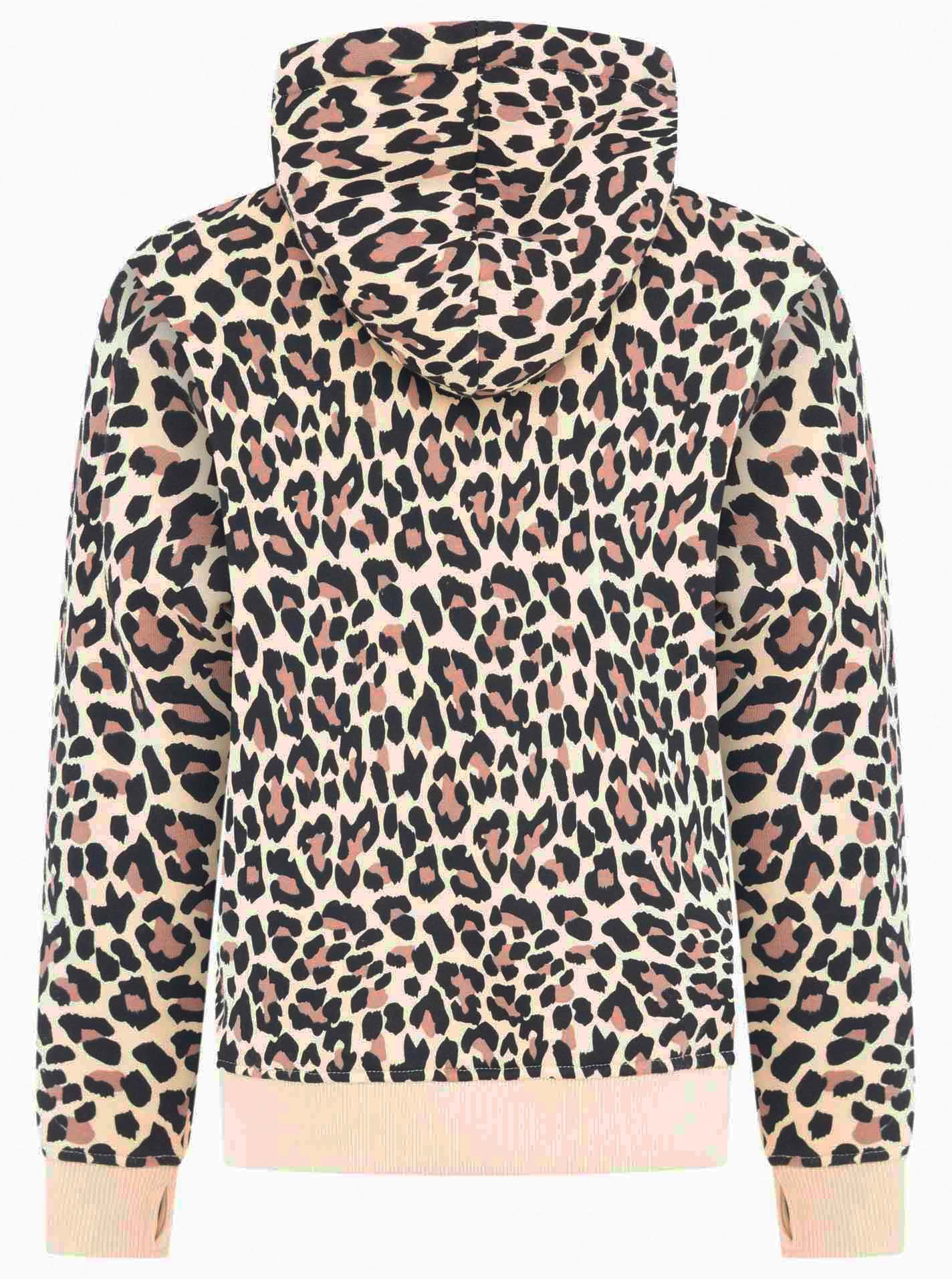 Zwillingsherz Hoodie »"Born to roar"«, motif léopard, inscription rose, cordon, capuche, poche avant
