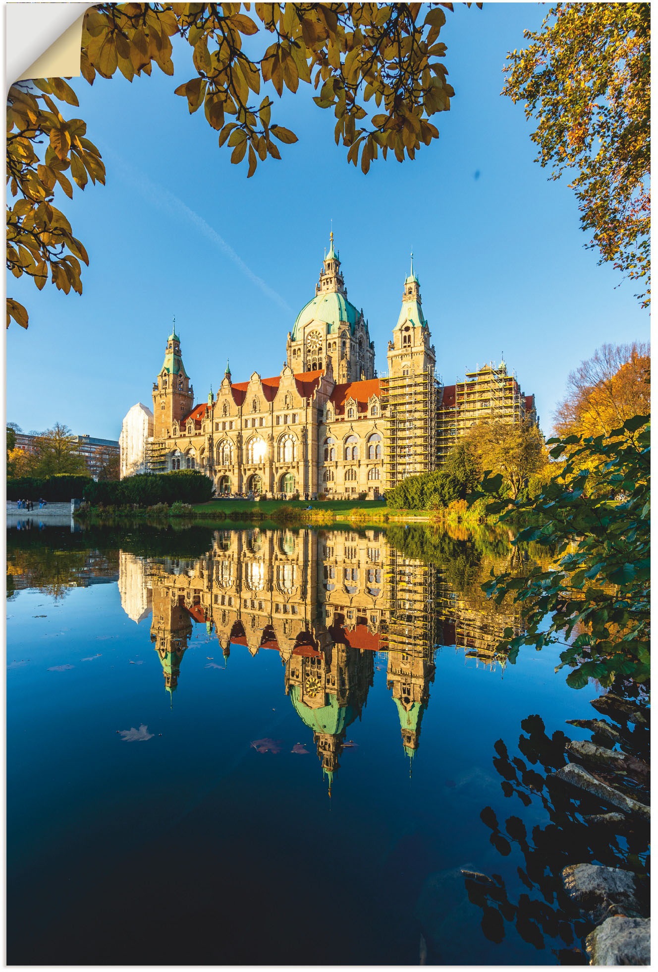 Image of Artland Wandbild »Spiegelung des Rathauses in Hannover«, Hannover, (1 St.), in vielen Grössen & Produktarten - Alubild / Outdoorbild für den Aussenbereich, Leinwandbild, Poster, Wandaufkleber / Wandtattoo auch für Badezimmer geeignet bei Ackermann Versand