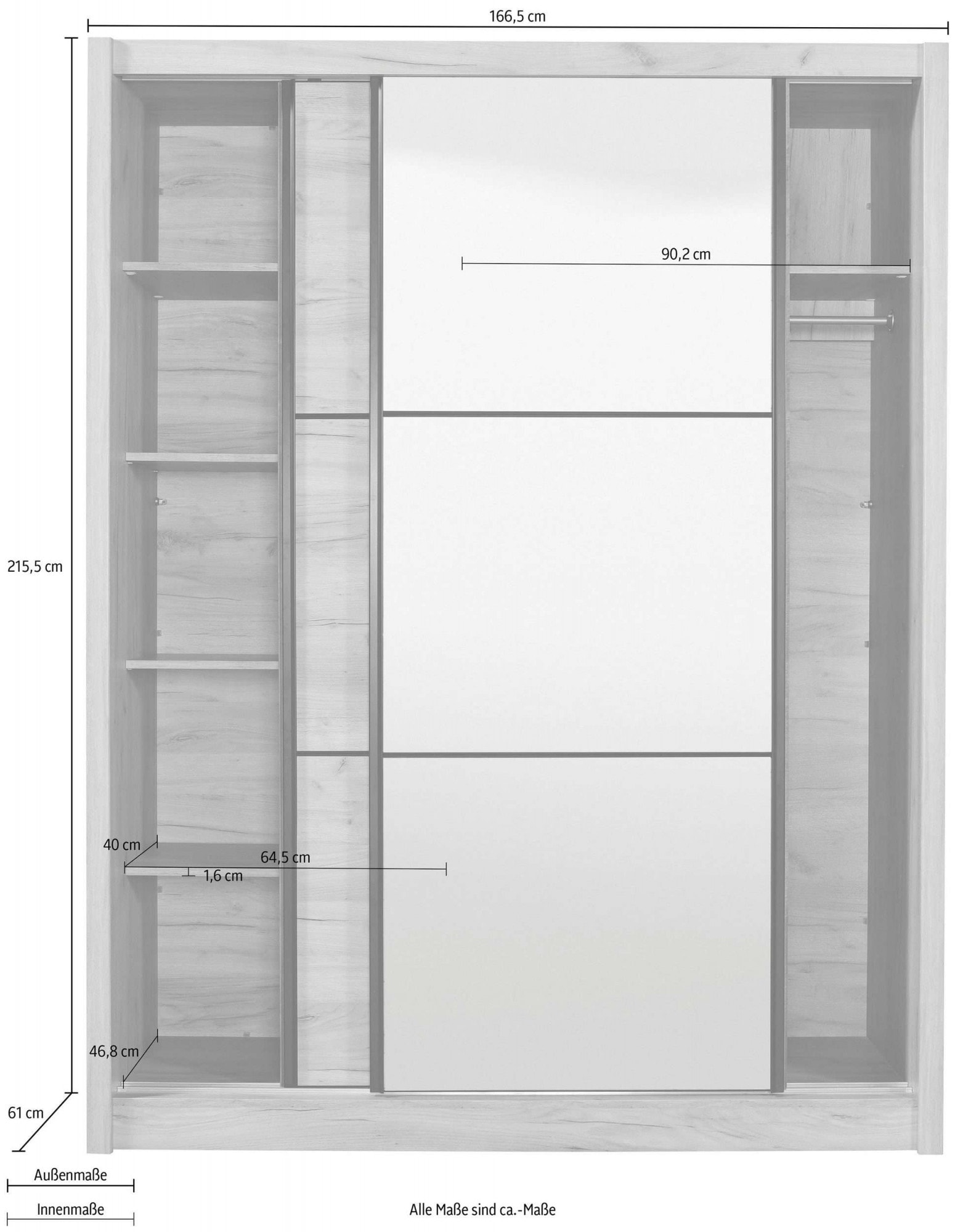 INOSIGN Schwebetürenschrank »Navara«, Schwebetürenschrank Navara in 3 Breiten und zusätzlichen Einlegeböden