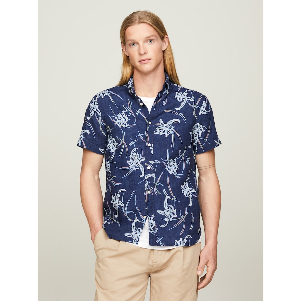 Tommy Hilfiger Leinenhemd »LI TROPICAL PRT SF SHIRT«, mit tropischen Print