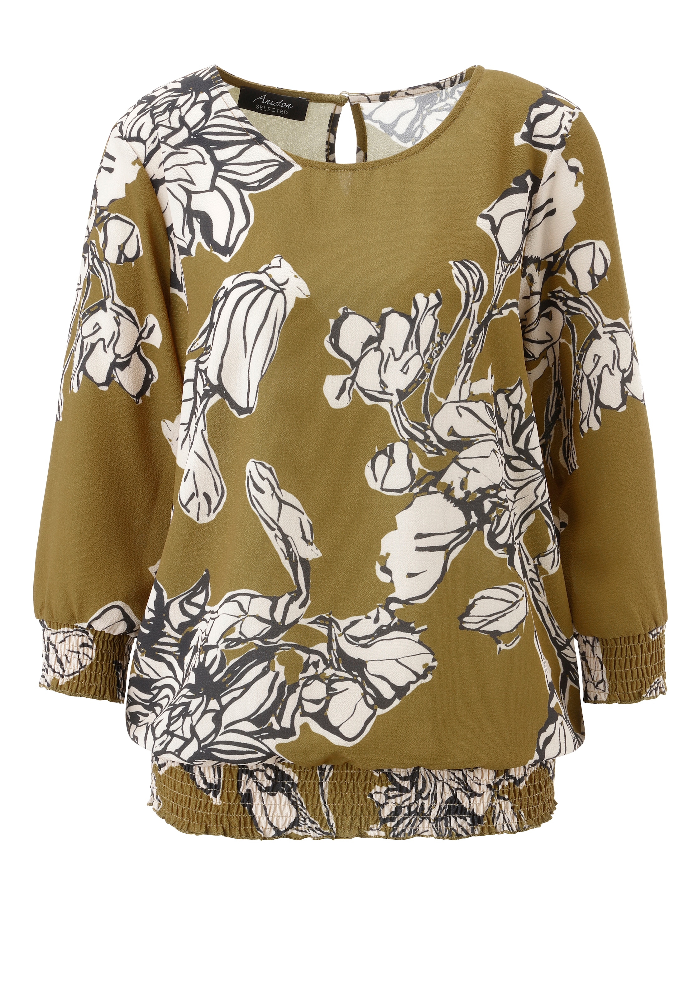 Aniston SELECTED Schlupfbluse mit Smokbündchen und Knopfverschluss hinten - NEUE KOLLEKTION