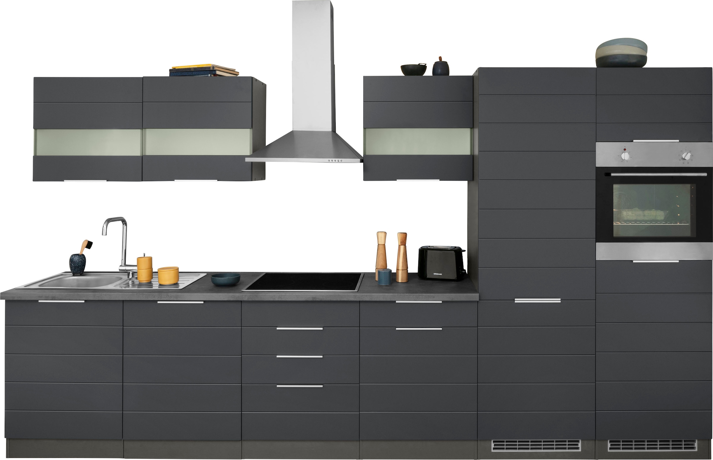 Image of KOCHSTATION Küchenzeile "KS-Luhe" 360 cm breit, wahlweise mit oder ohne E-Geräten, gefräste MDF-Fronten