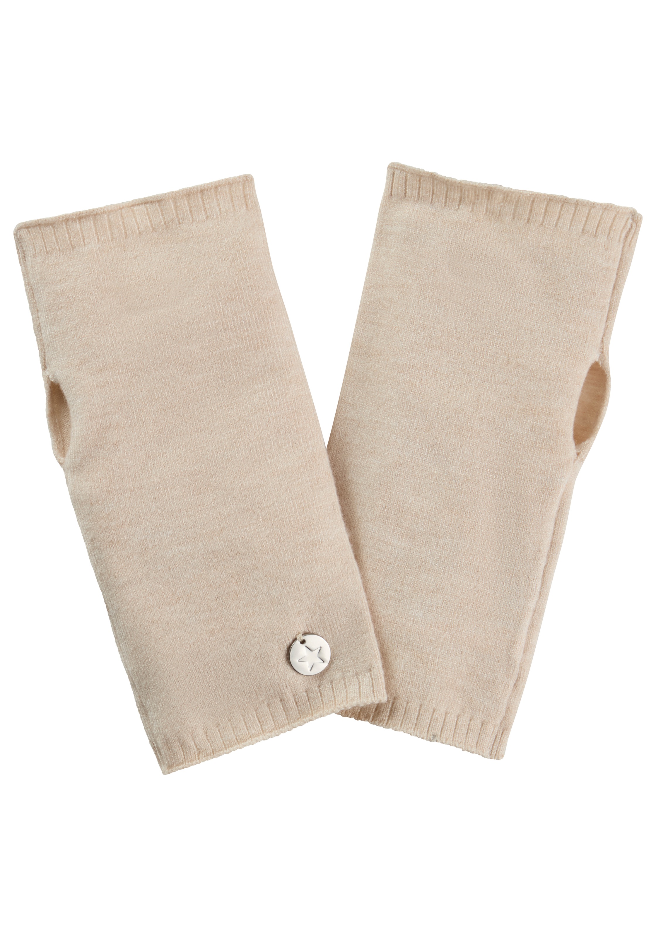Laura Scott Armstulpen 2 Stk. aus kuscheligem Strick mit süßem Metall-Badge - NEW