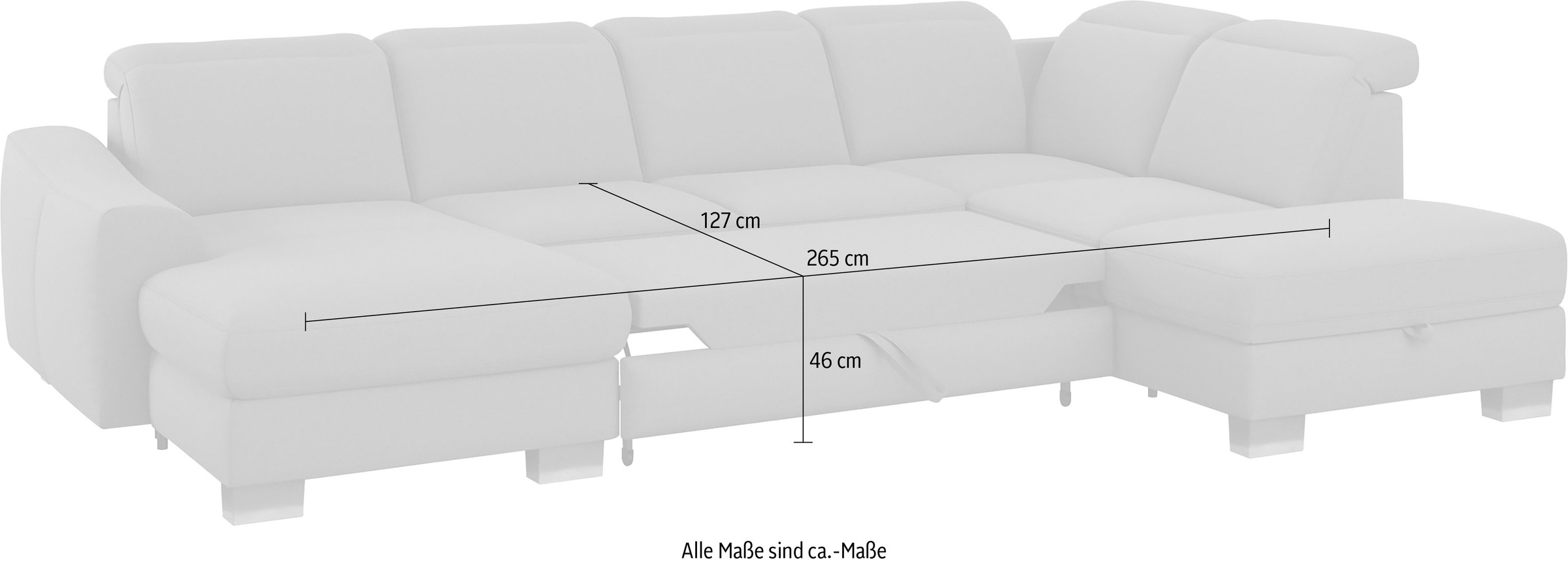 sit&more Wohnlandschaft »Dundee U-Form«, mit Federkern und Edelstahlfüssen, wahlweise mit Kopfteilverstellung