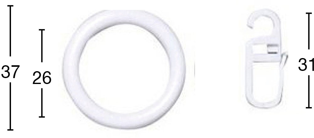 Image of GARESA Gardinenring "Kunststoffring mit Haken" für Durchmesser 28mm, einfache Montage