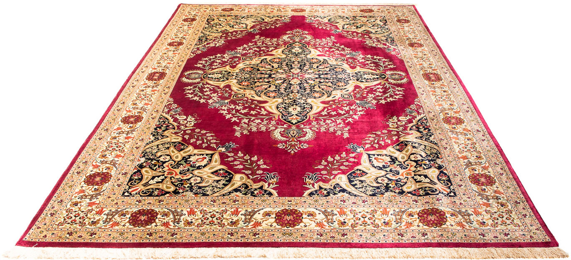 Image of morgenland Orientteppich »Perser - Ghom - 300 x 200 cm - rot«, rechteckig, 10 mm Höhe, Wohnzimmer, Handgeknüpft, Einzelstück mit Zertifikat bei Ackermann Versand Schweiz