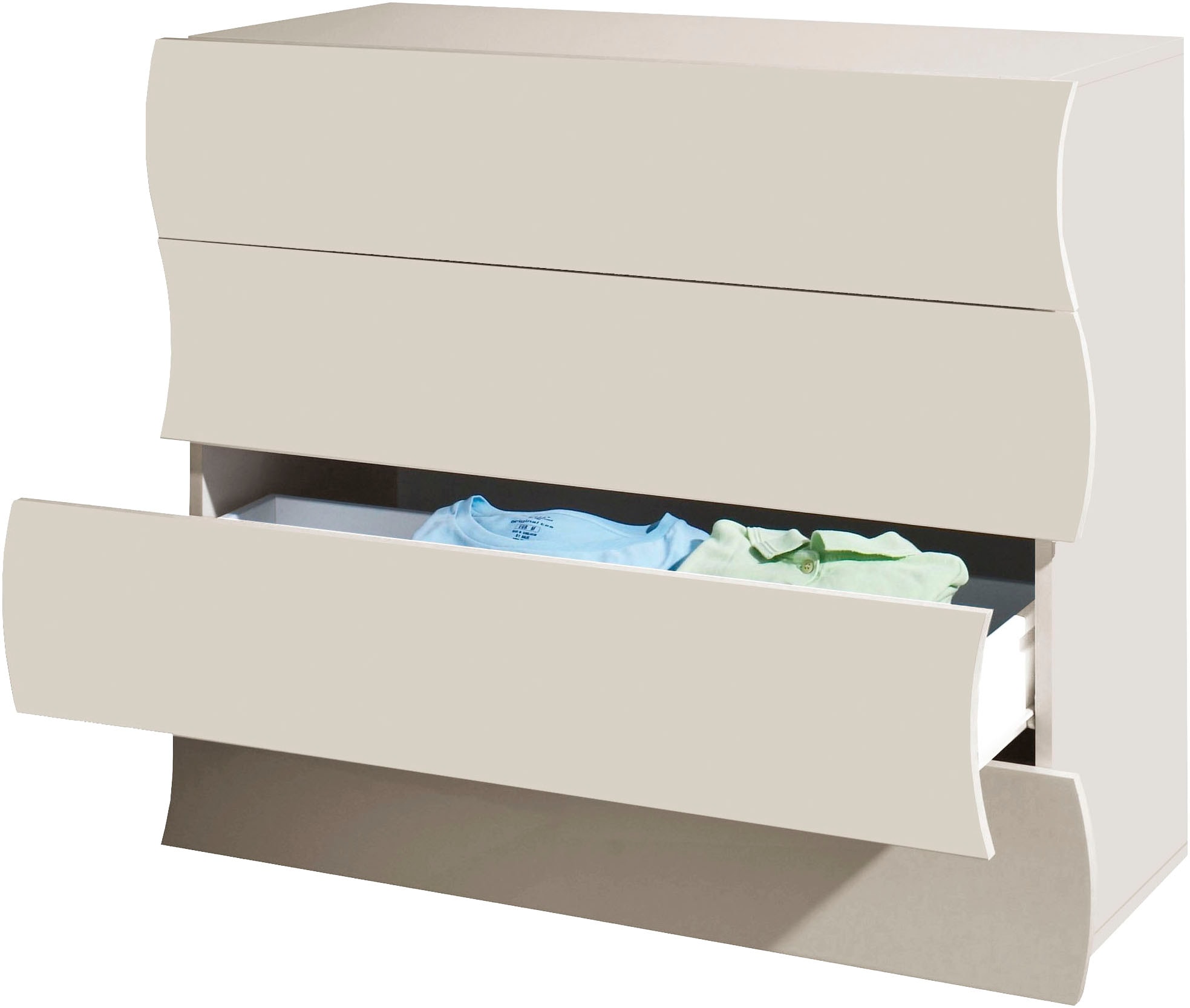 Home affaire Commode Onda, 89 cm de large, cachemire mat, avec 4 tiroirs, fabriqué en Italie