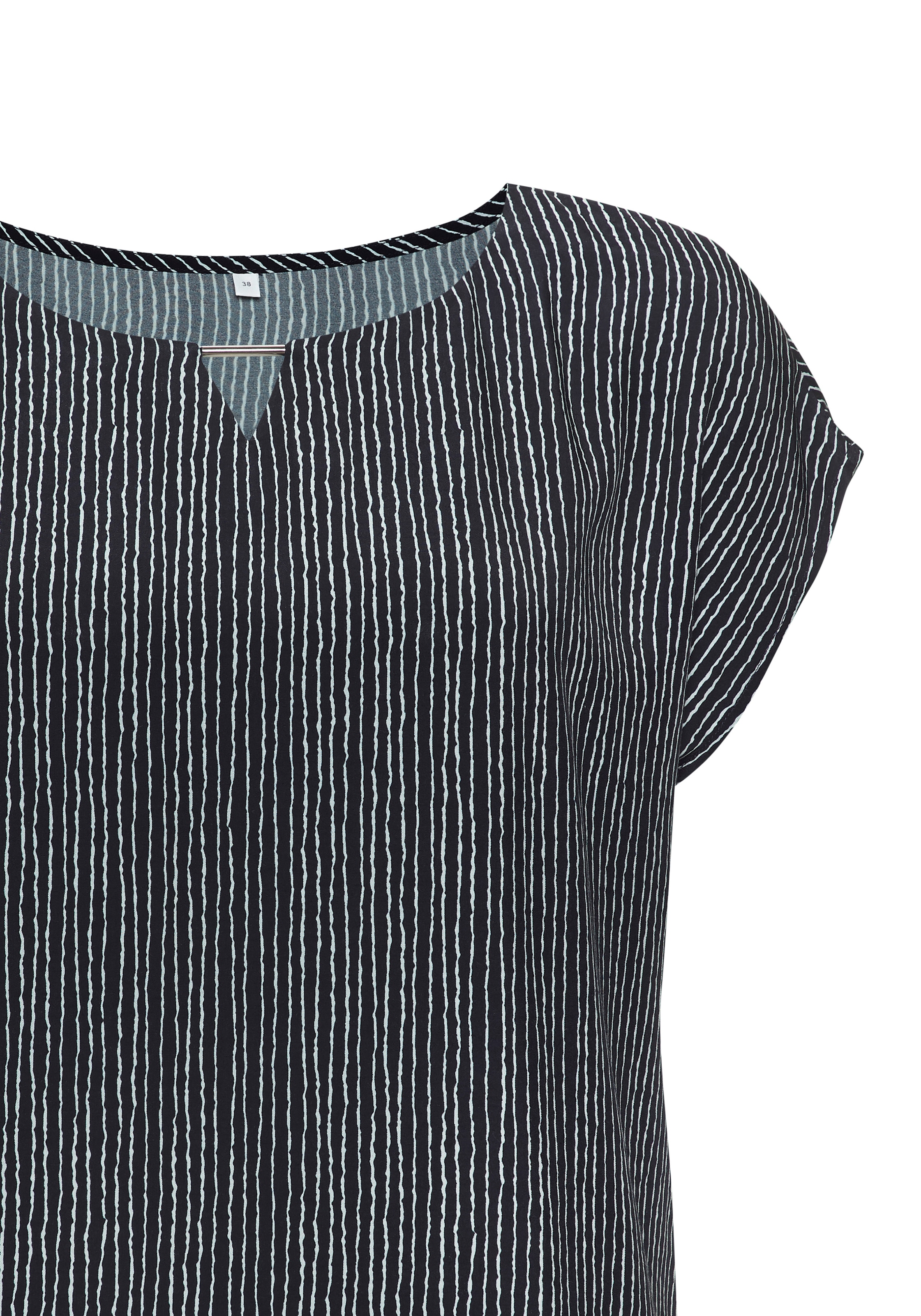 Vivance Blouse à manches courtes mit Zierdetail am Ausschnitt, Druckbluse