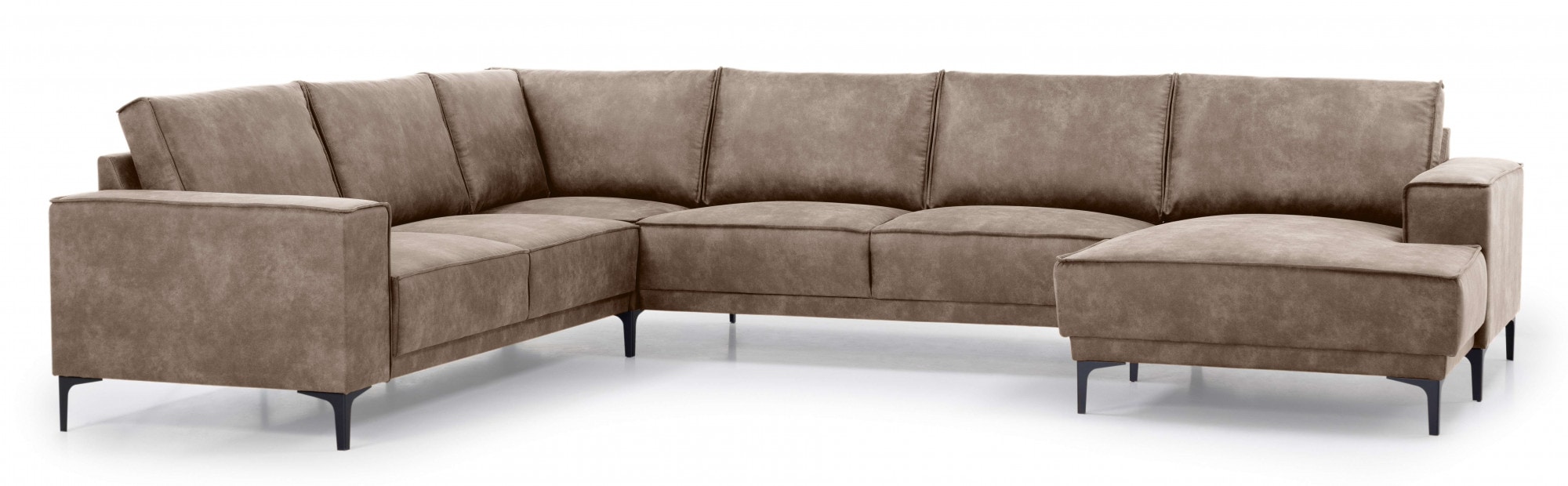 Places of Style Wohnlandschaft »XXL Sofa Oland, Struktur, Flachgewebe, Luxus-Microfaser, Boucle«, U-Form, 342 cm, Wellenunterfederung, Skandi-Design, Metallfüsse