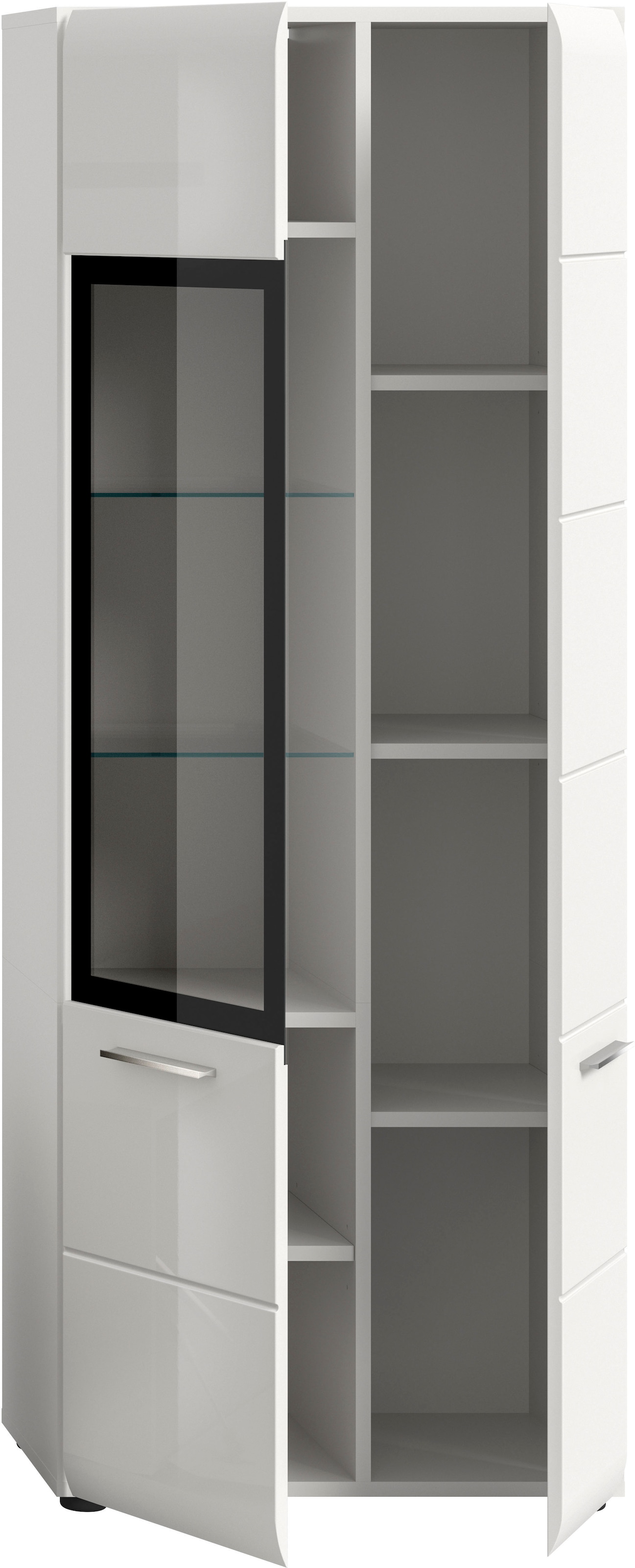 INOSIGN Vitrine »FLORENZ, Höhe: 160 cm, hochwertige MDF-Front, Glastür, Glasböden« 1 Stk. tlg. Vitrine, Vitrine weiss, Vitrinenschrank, Wohnzimmervitrine, Wohnzimmer