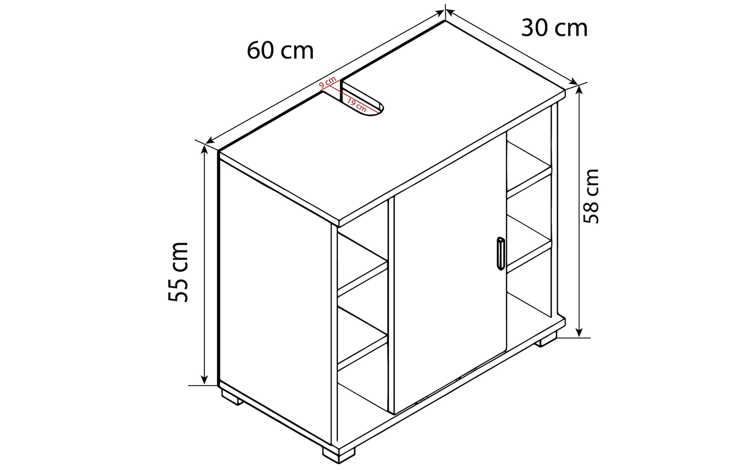 VCM Waschbeckenunterschrank »Zalo M 60 x 58 cm«