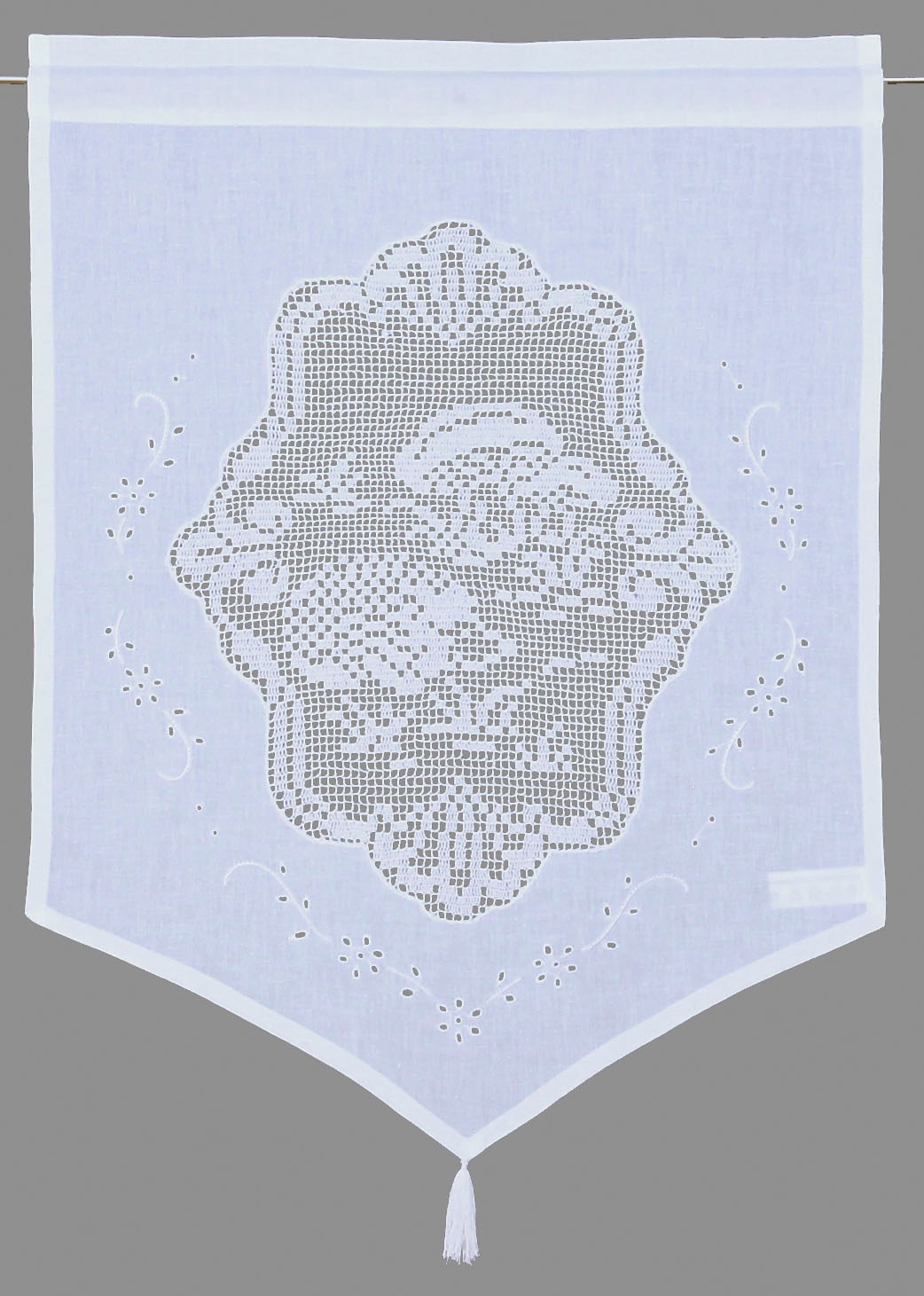 Image of HOSSNER - ART OF HOME DECO Scheibengardine »Igel«, (1 St.), HxB: 60x45, handgehäkelte Spitze, weiss, Baumwolle bei Ackermann Versand Schweiz