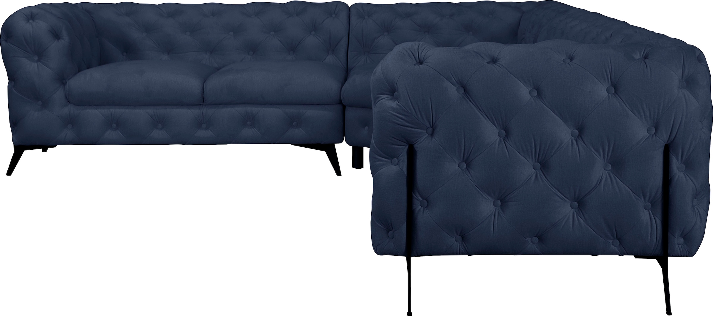 Leonique Chesterfield-Sofa »Amaury L-Form«, grosses Ecksofa, Chesterfield-Optik, Breite 323 cm, Fussfarbe wählbar