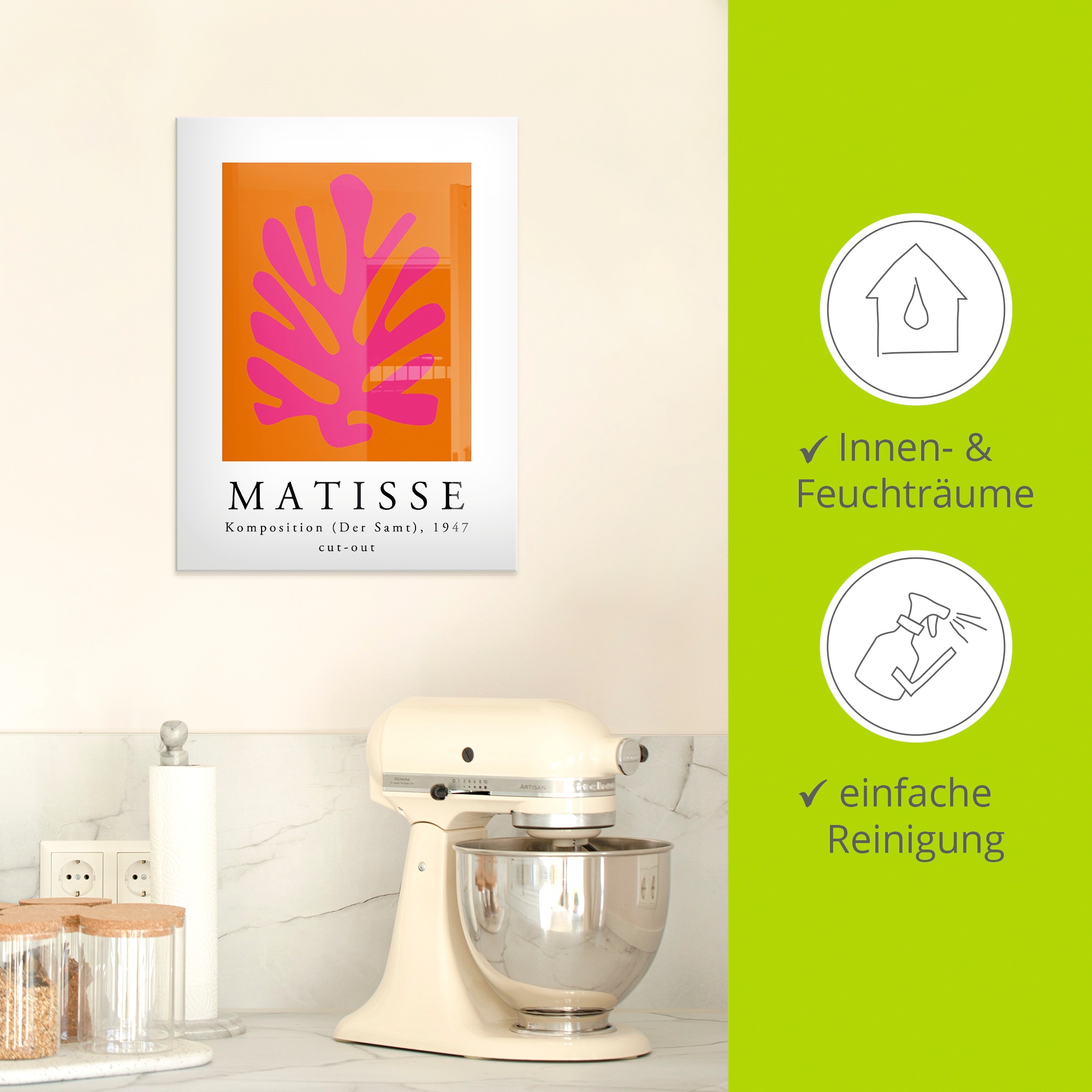 Artland Glasbild »Matisse Komposition - cut-out pink« Muster 1 Stk. tlg. in verschiedenen Grössen