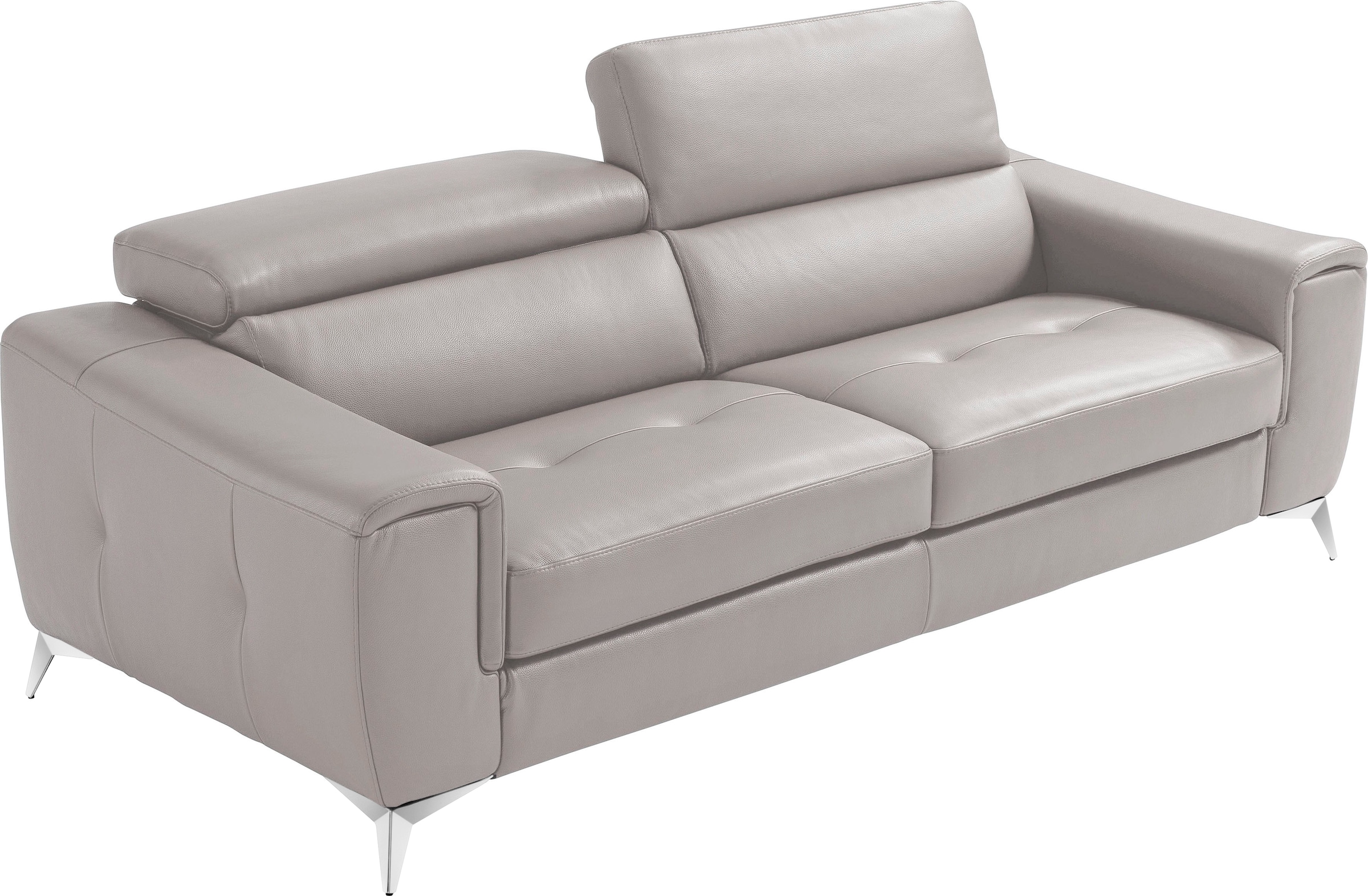 Image of Egoitaliano Schlafsofa "Francine Designsofa, Loungesofa mit Dauerschlaffunktion, Breite 233 cm" mit Bettfunktion, Leder BULL, stone, Fussfarbe chrom
