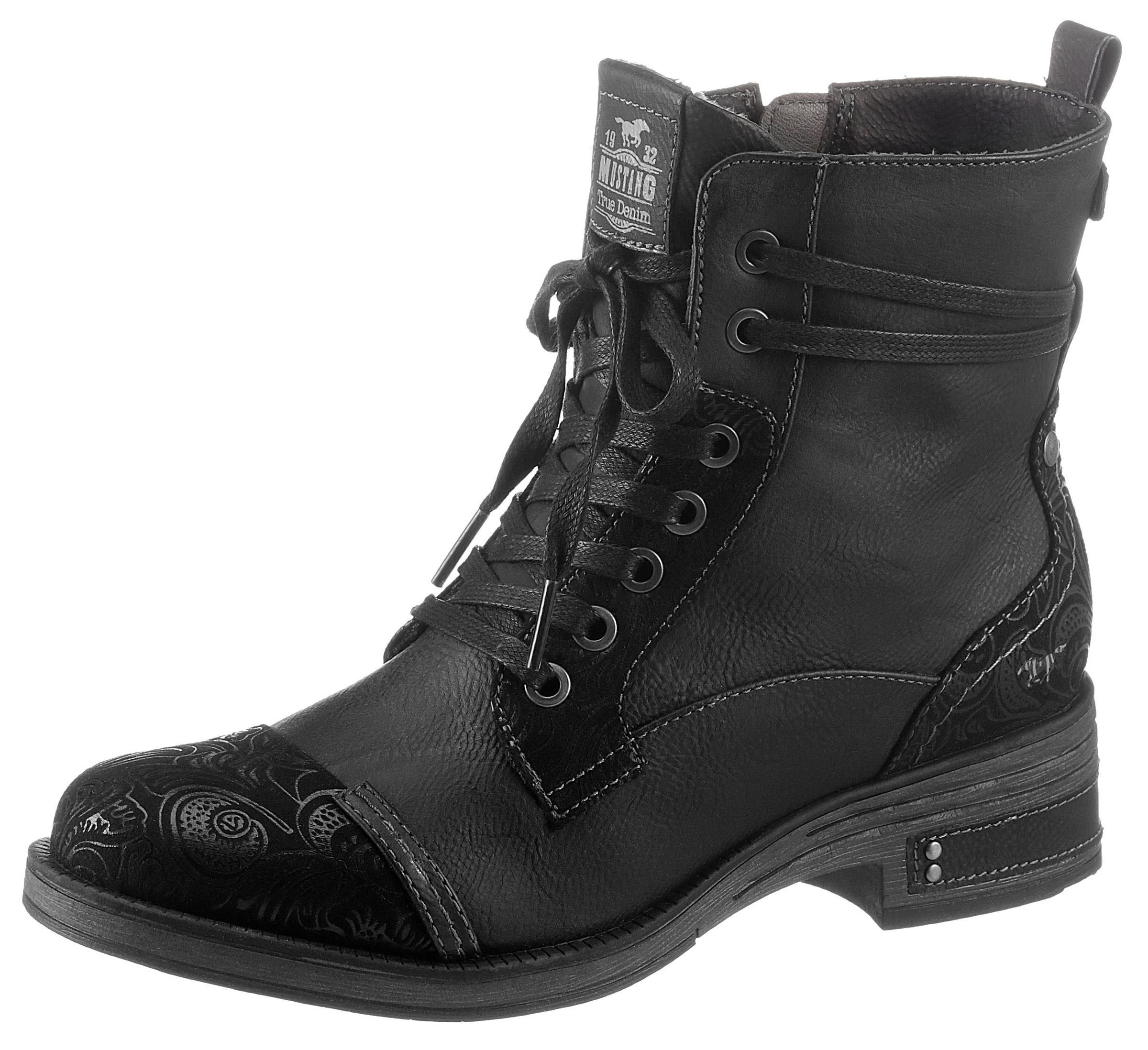 Image of Mustang Shoes Schnürstiefelette, mit bedrucktem Kontrastbesatz bei Ackermann Versand Schweiz