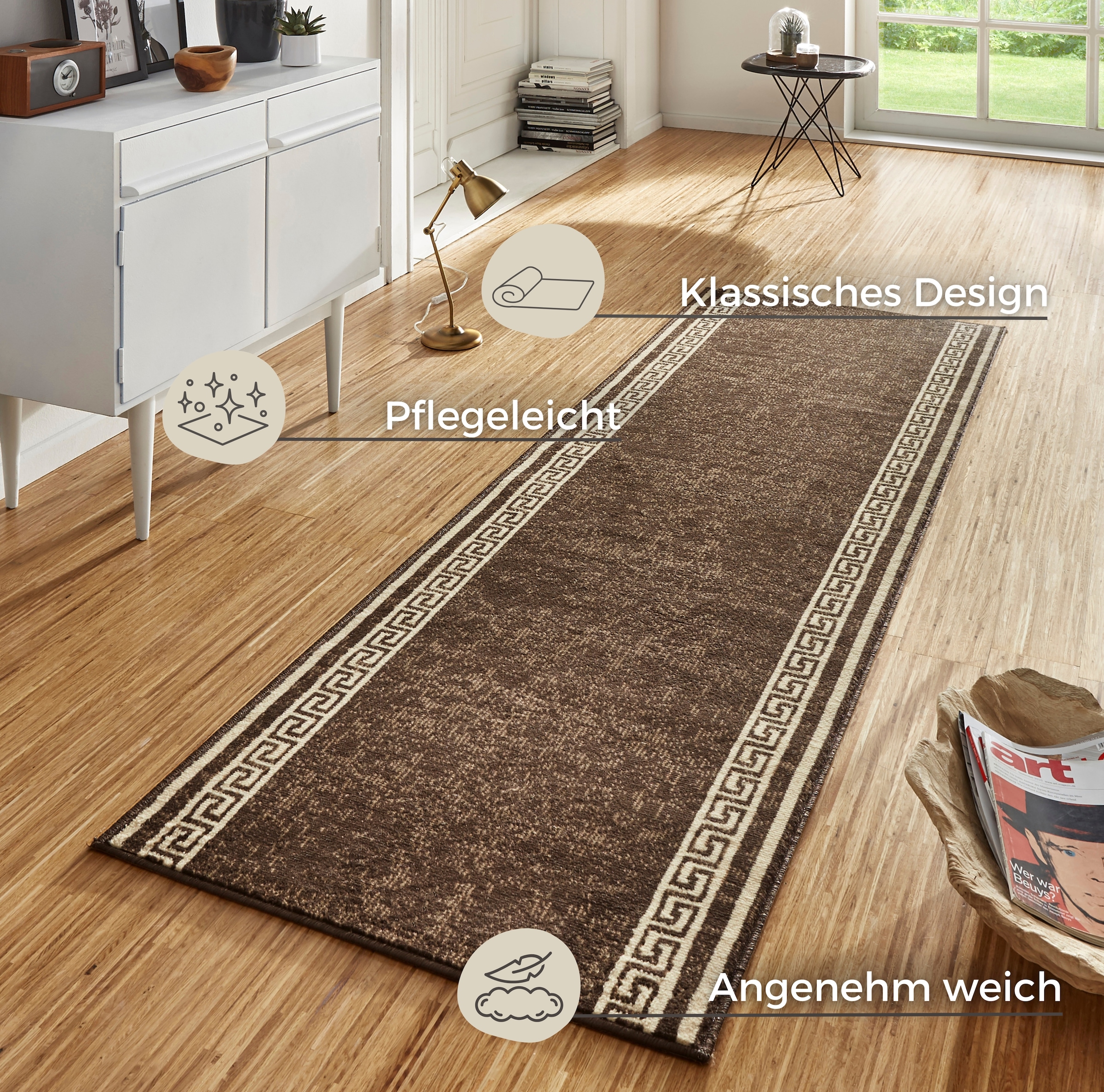 HANSE Home Läufer »Casa«, rechteckig, 9 mm Höhe, Kurzflor, Weich, Teppichläufer, Bordüre, Teppich, Küche, Flur, Muster