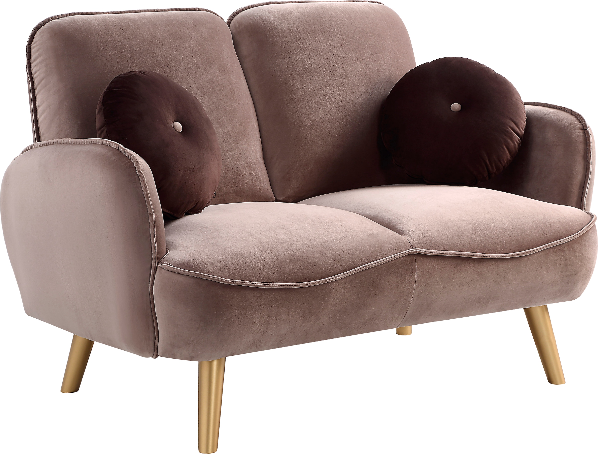ATLANTIC home collection 2-Sitzer »Ben«, mit Welleunterfederung,inkl. 2 Dekokissen, goldfarbenenen Massivholzfüssen