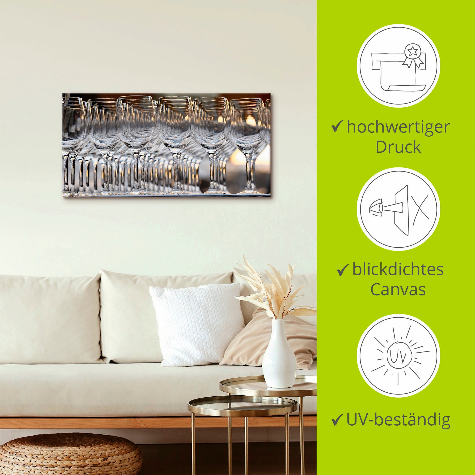 Artland Leinwandbild »Weingläser« Geschirr & Besteck 1 Stk. tlg. auf Holzrahmen gespannt