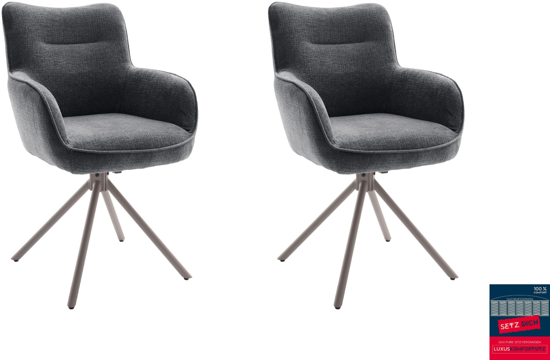 MCA furniture Chaise à 4 pieds (Set) 2 cuis180° drehbar, Taschenfederkern