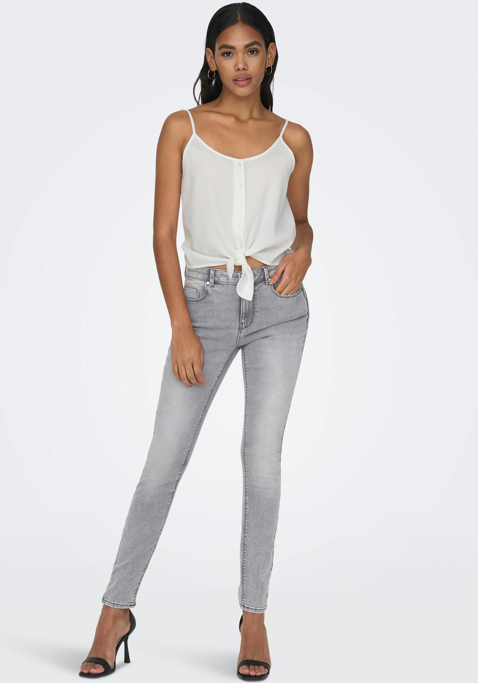 ONLY Top à bretelles »ONLLECEY SL KNOT SINGLET NOOS WVN« Materialmix, regular fit