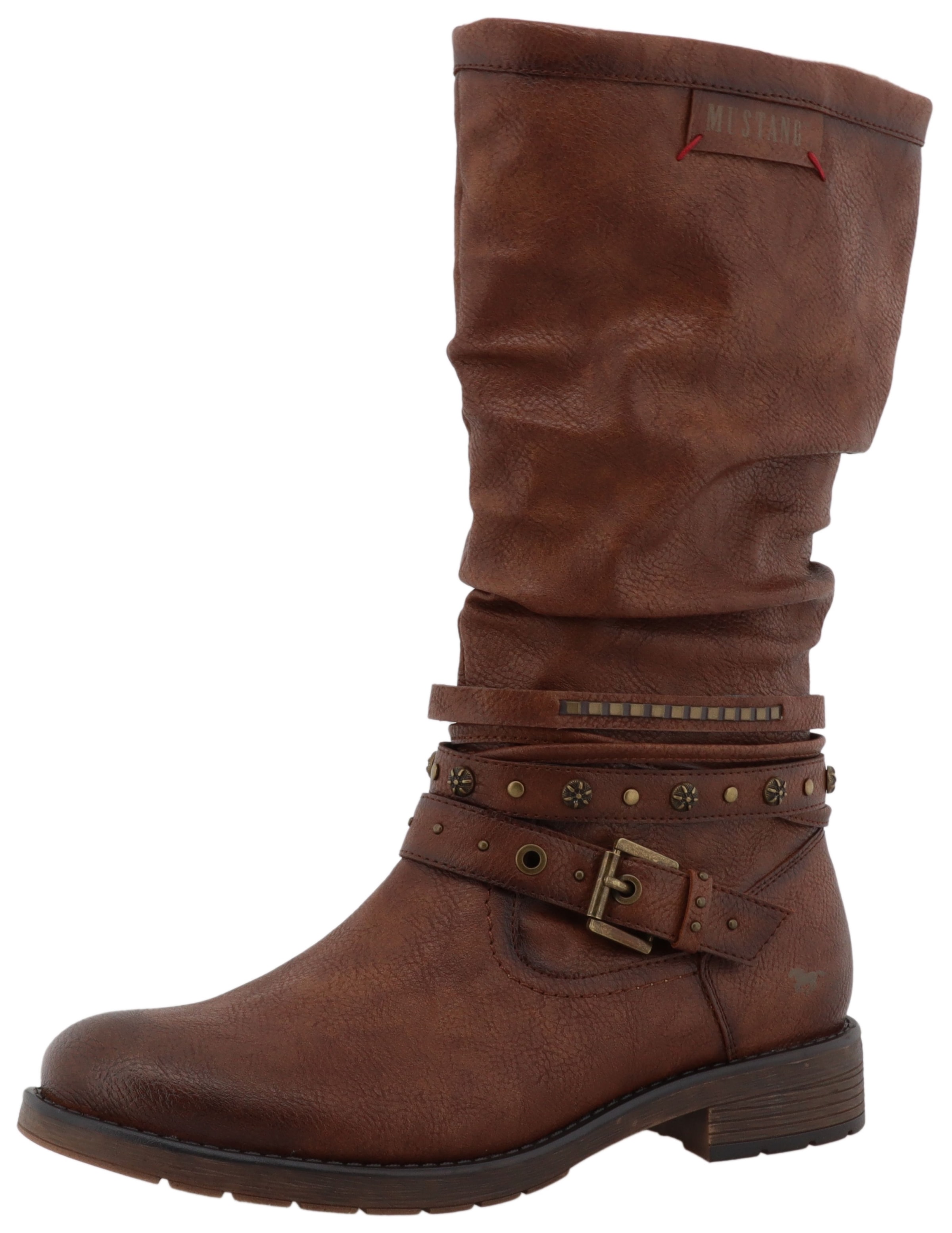 Mustang Shoes Winterstiefel »Elfi«  Stiefel mit Zierriemchen und Blockabsatz
