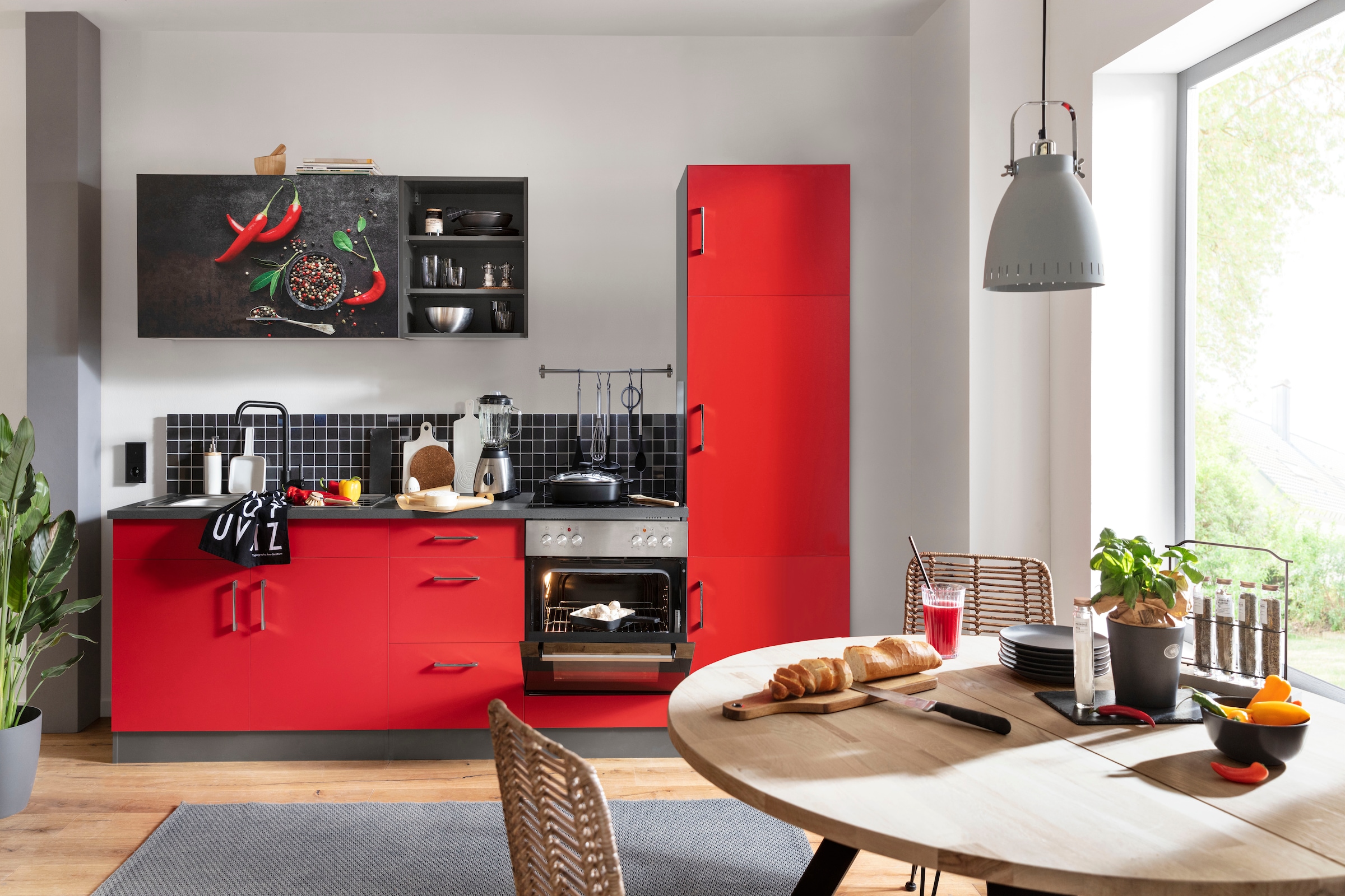 KOCHSTATION Kitchenette »KS-Paris – Küchen mit einzigartigen Fotomotiven auf den Fronten« Largeur 270 cm, au choix avec appareils électriques, avec imprimé motif