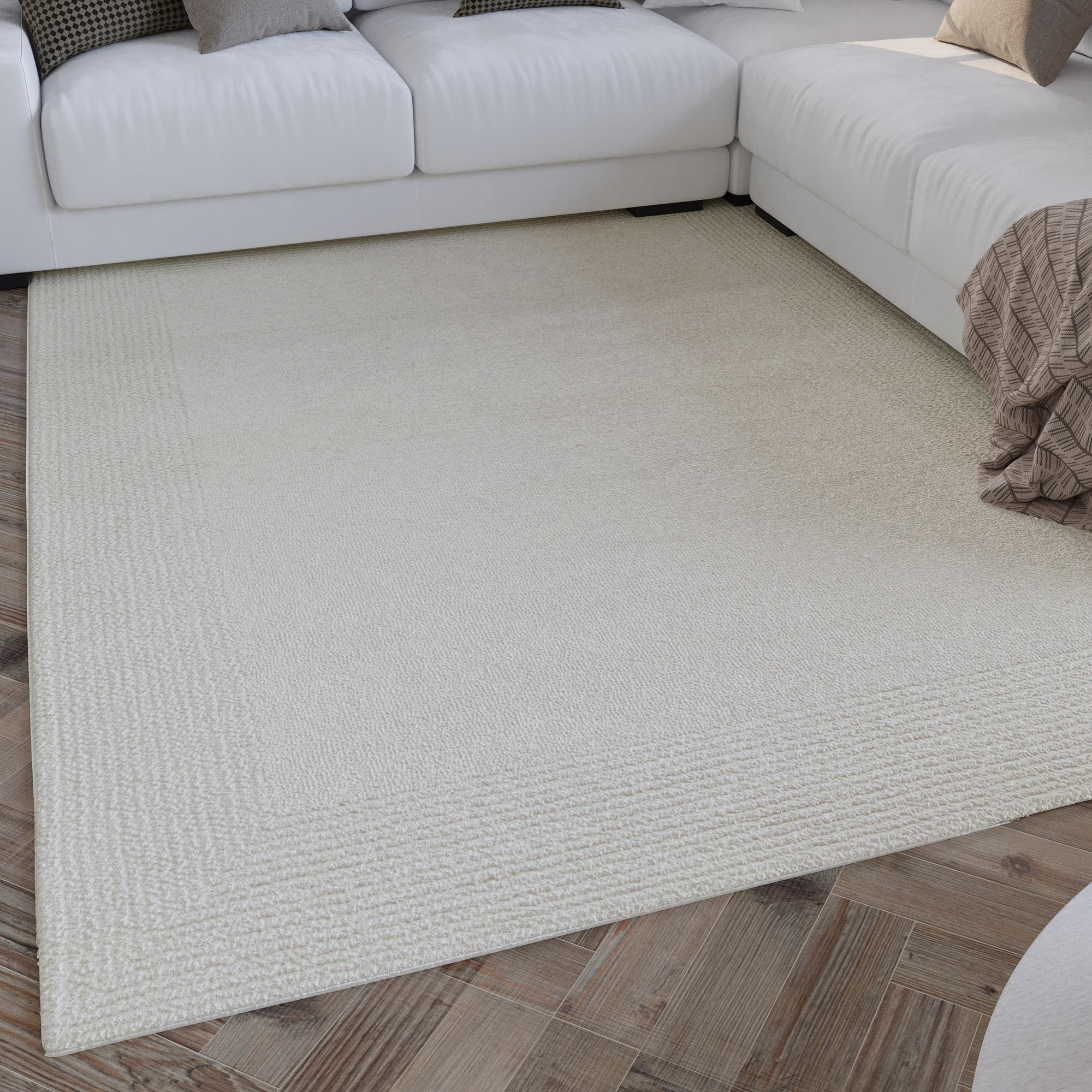 Image of Wecon home Wollteppich "Hamptons TWENTYONE" rechteckig 15 mm Höhe Läufer, Schurwolle, Kurzflor, Wohnzimmer, Schlafzimmer, Bordüre