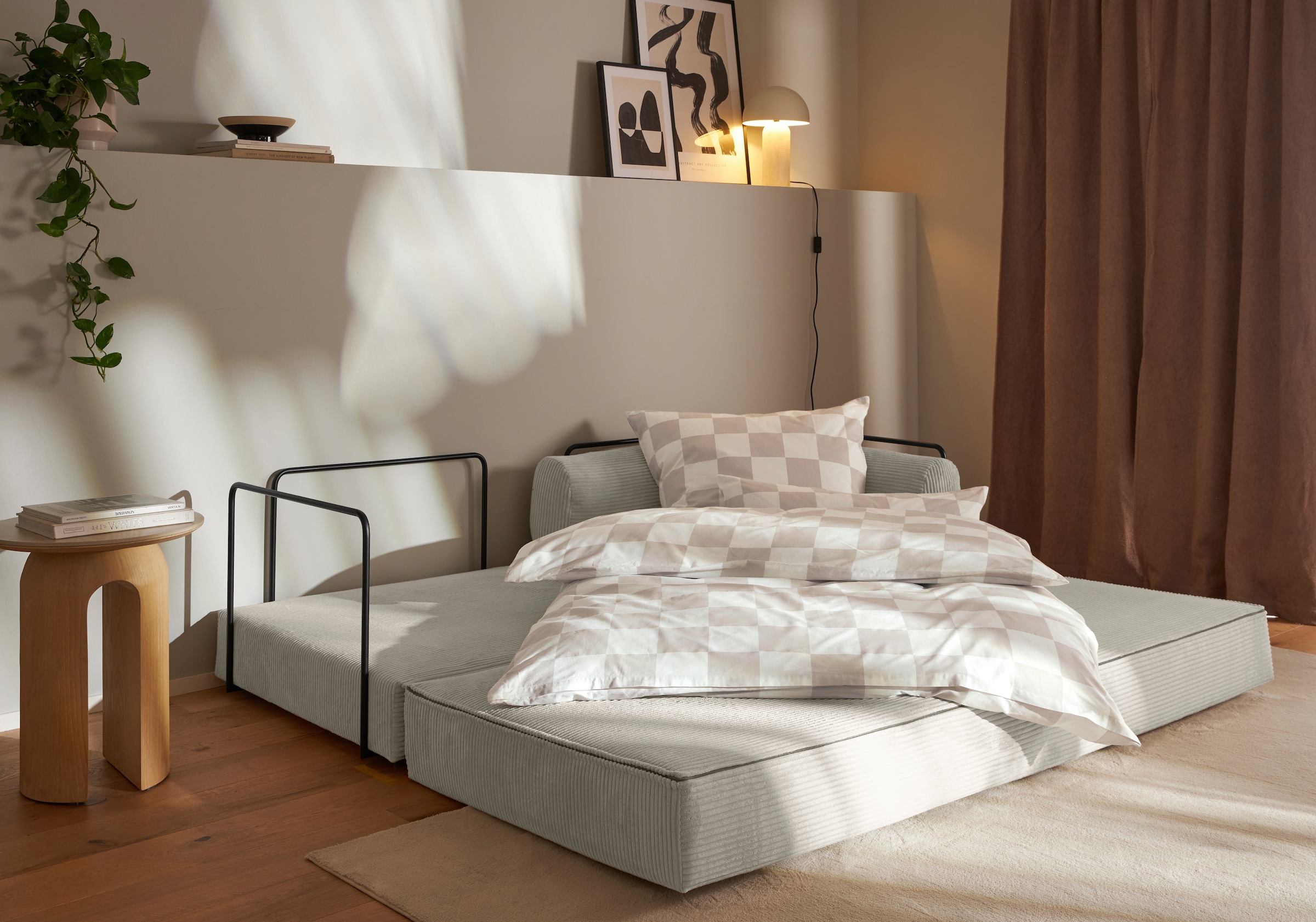 homsy by Ana Johnson Canapé-lit »Folda Dauerschläfer, B: 206 cm, Liegefl. 181x198 cm« mit Bett-/Schlaffunktion, inkl. 1x Zierkissen, Tonnentaschenfederkern
