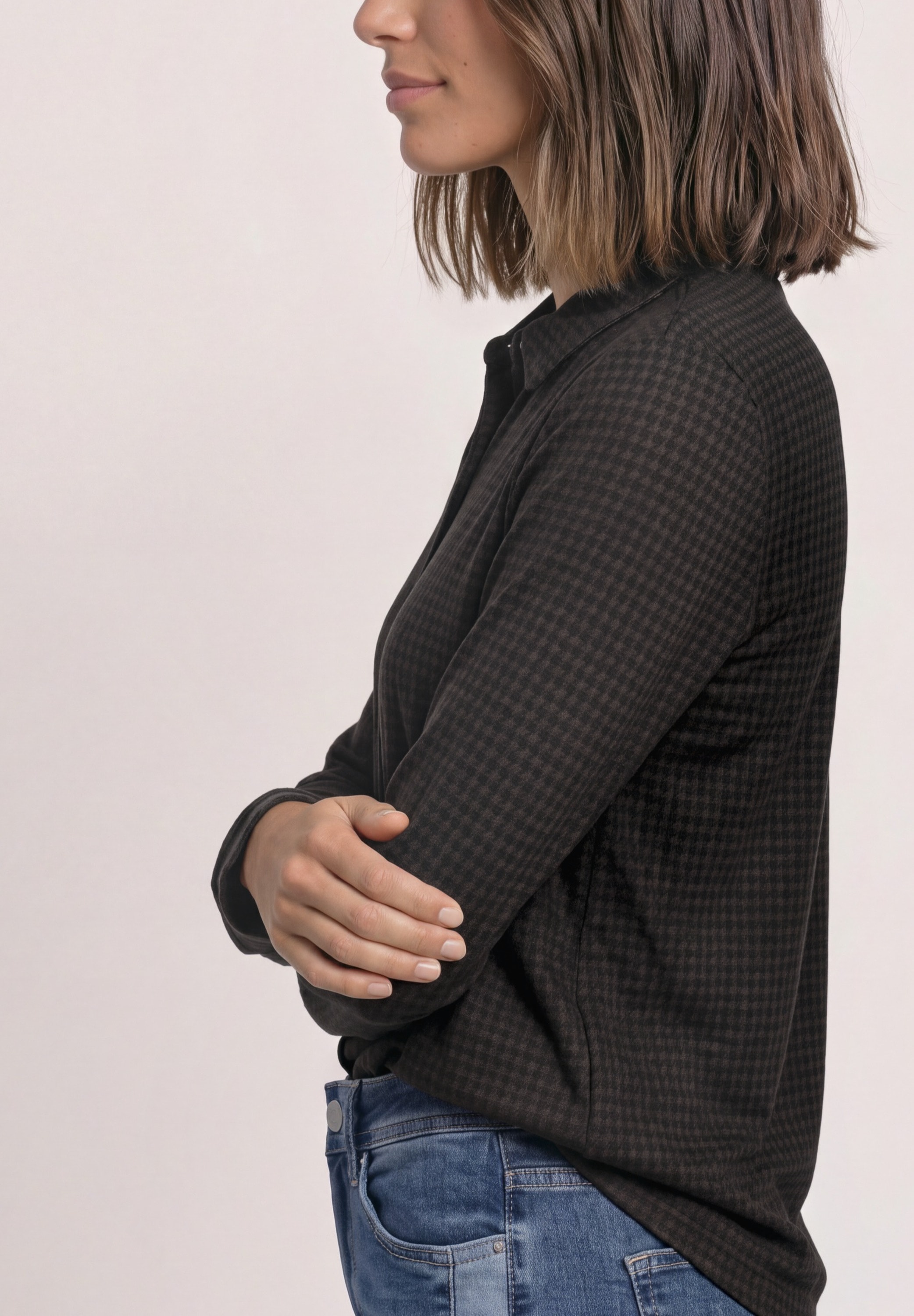STREET ONE Hemdbluse Langarm Jersey Shirt / Hemdbluse gemustert