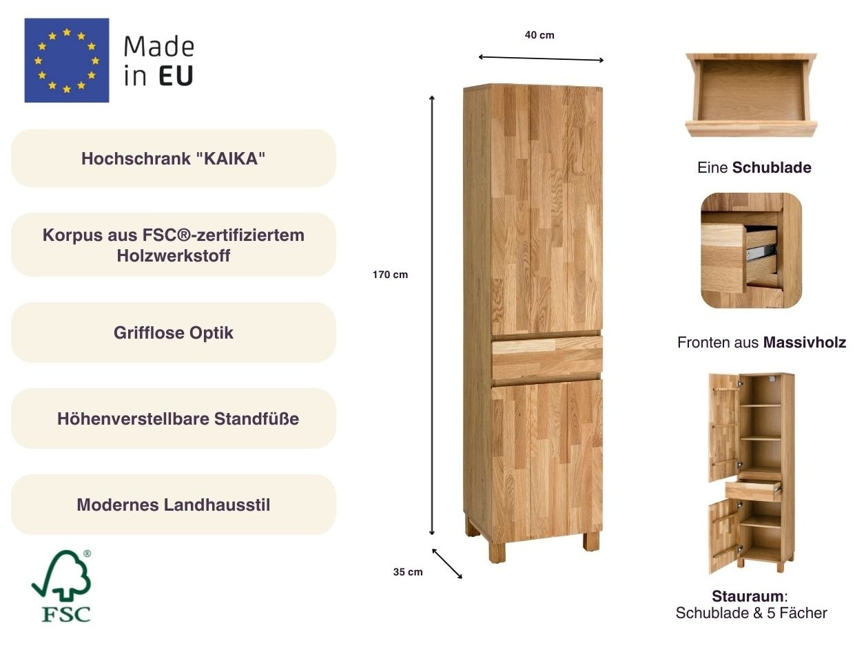 Home affaire Hochschrank »Kaika« Breite 40 cm