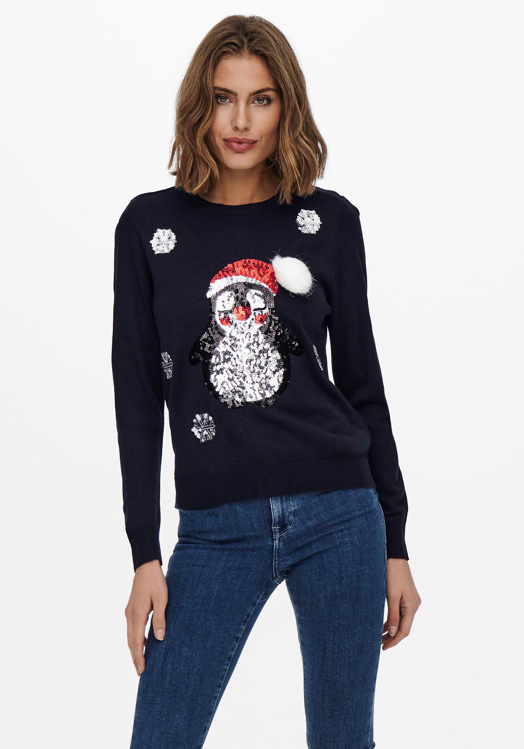 Image of Only Weihnachtspullover »ONLX-MAS PENGUIN L/S PULLOVER EXCL KNT« bei Ackermann Versand Schweiz
