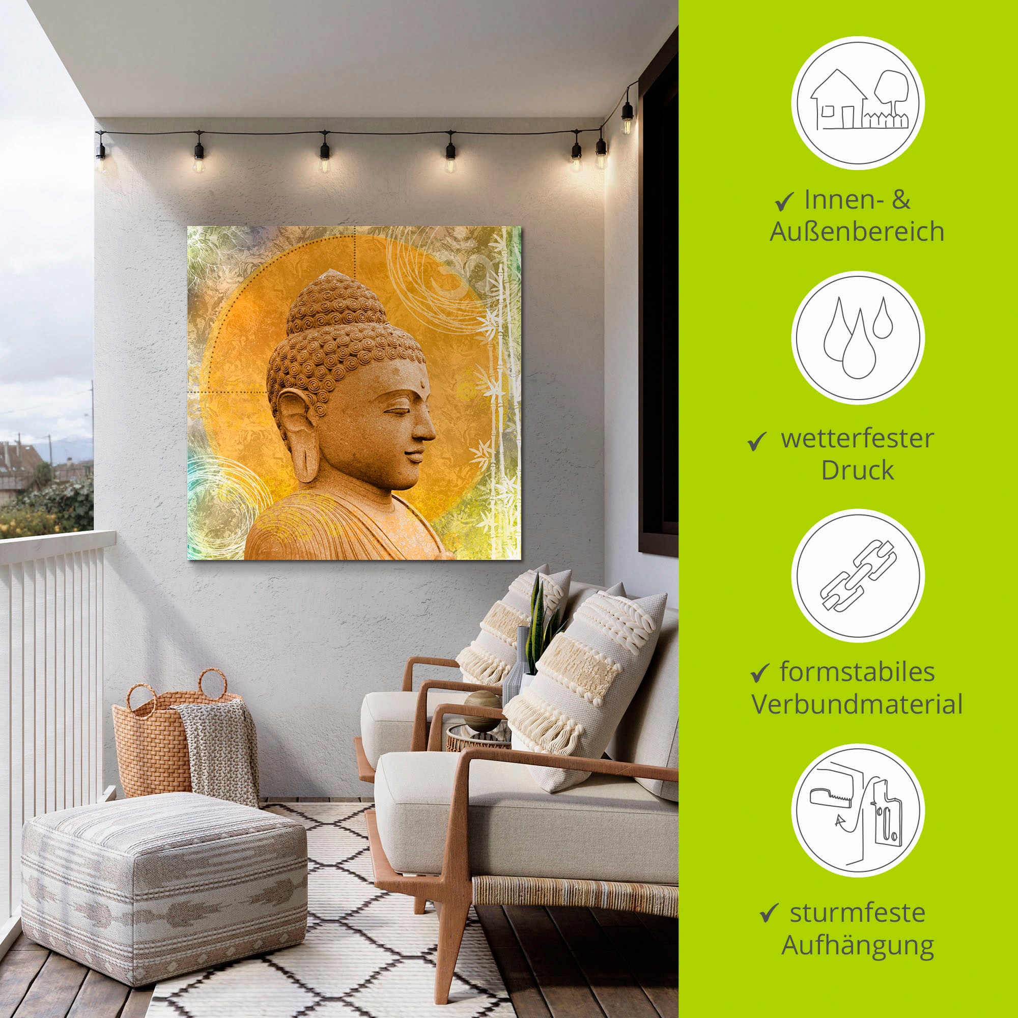 Artland Wandbild »Buddha II«, Spa, (1 St.), als Alubild, Outdoorbild, Leinwandbild, Wandaufkleber, versch. Grössen