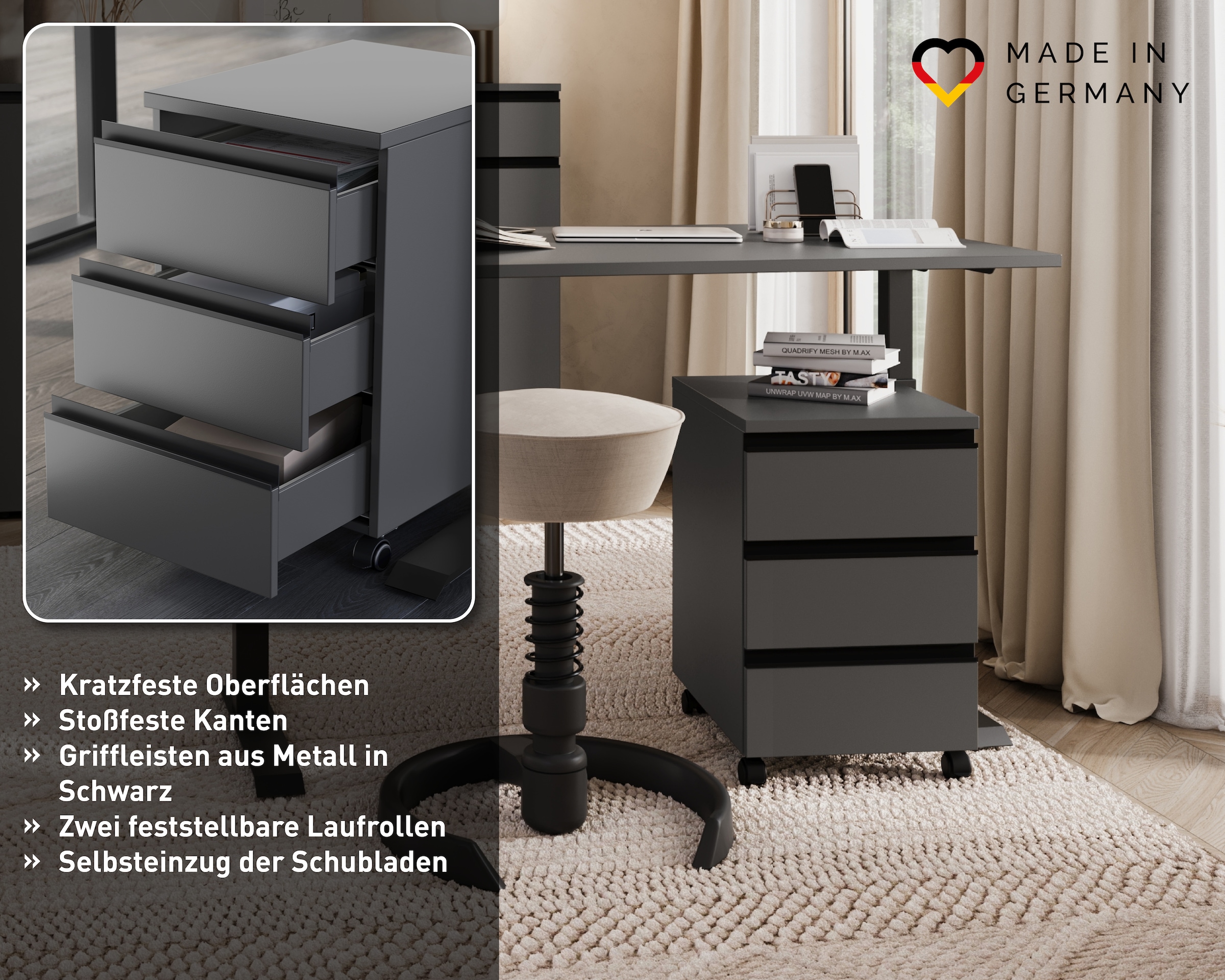GERMANIA Rollcontainer »GW-Agenda Rollcontainer« mit abschliessbarer Schublade