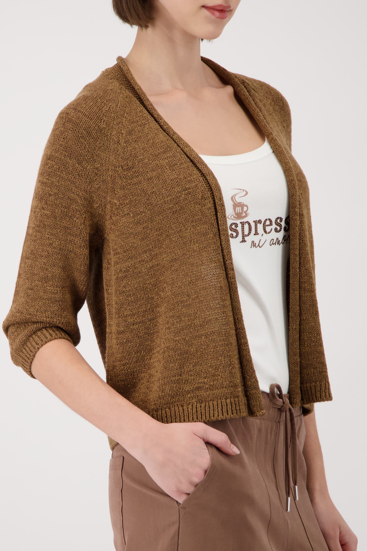 Monari Veste en tricot »Jacke Stricküberwurf Basic« Regular fit mit Halbarm