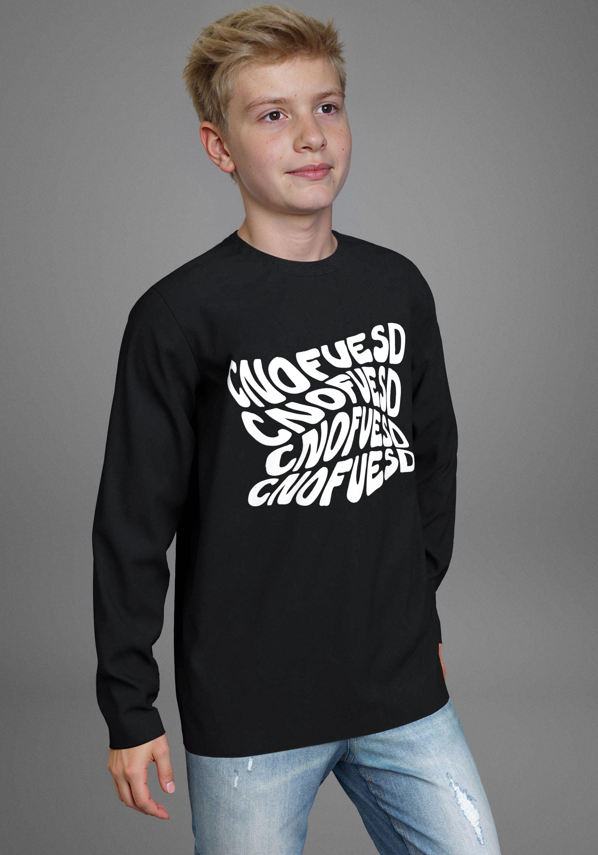 Image of KIDSWORLD Langarmshirt "Spruch: CONFUESED" Sprücheshirt, immer einen lässigen Spruch
