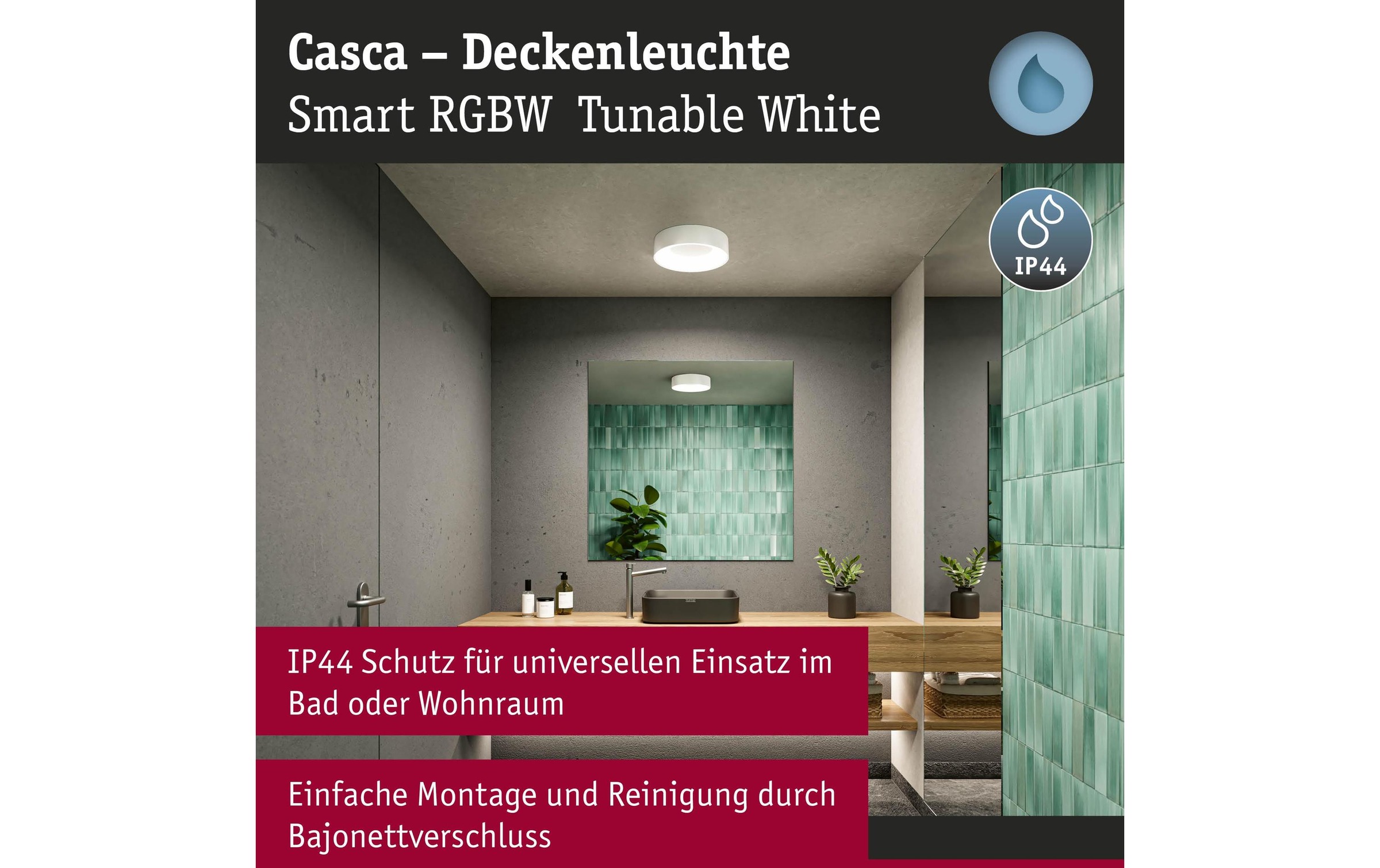 Paulmann Deckenleuchte »Deckenleuchte Casca IP44« LED-Modul RGB | warmweiss - kaltweiss