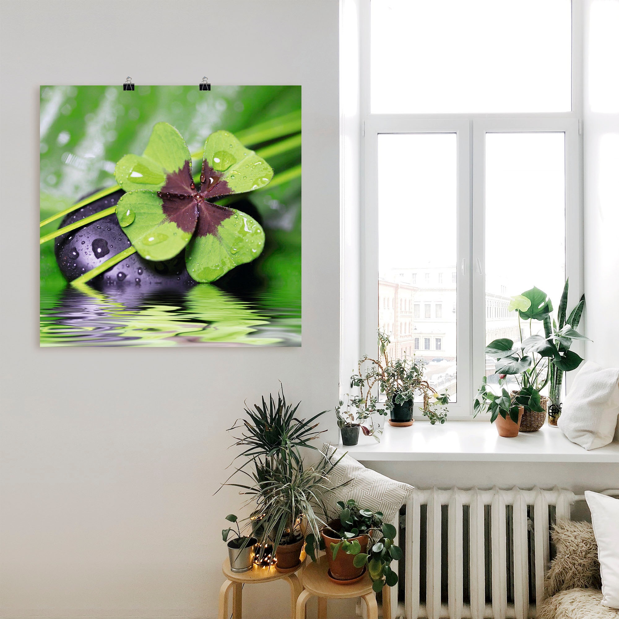 Artland Fresque murale »Glücksklee... Entspann mal wieder« 1 cuis tlg. als Alubild, Outdoorbild, Leinwandbild, Poster, Wandaufkleber