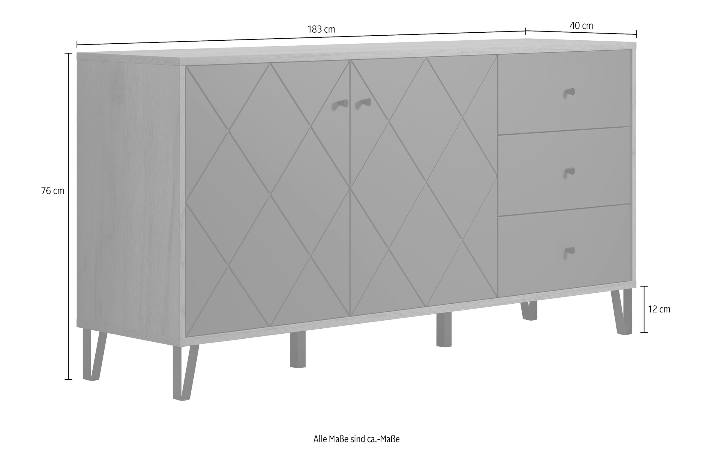 Places of Style Sideboard »Molveno«, (1 St.), aussergewöhnliches Design mit strukturierten Fronten, Soft-Close
