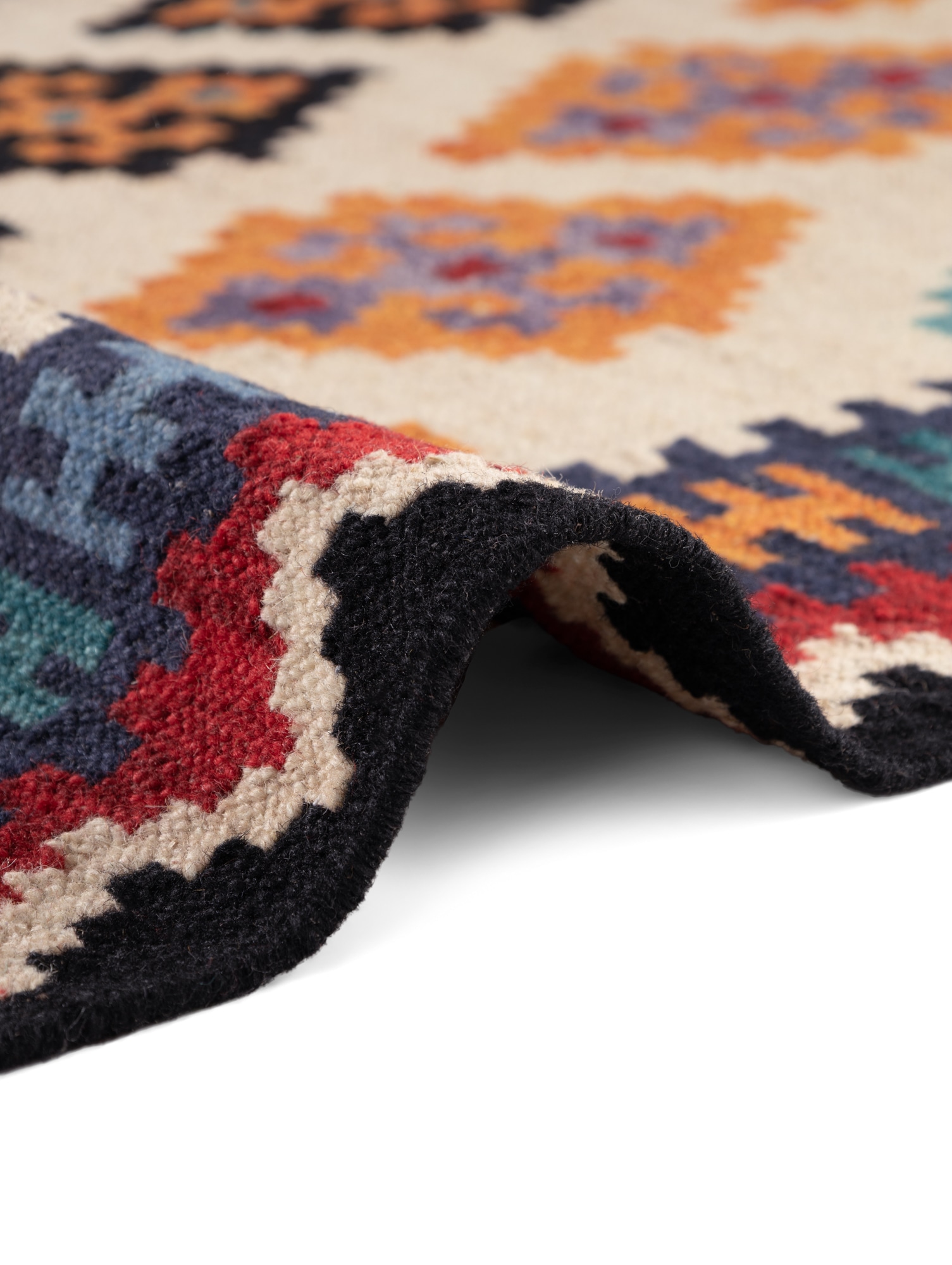 HANSE Home Teppich »Kelim Kian« rechteckig 3 mm Höhe Wolle, Baumwolle, Natur, Handgewebt, orientalisch, Boho, traditionell