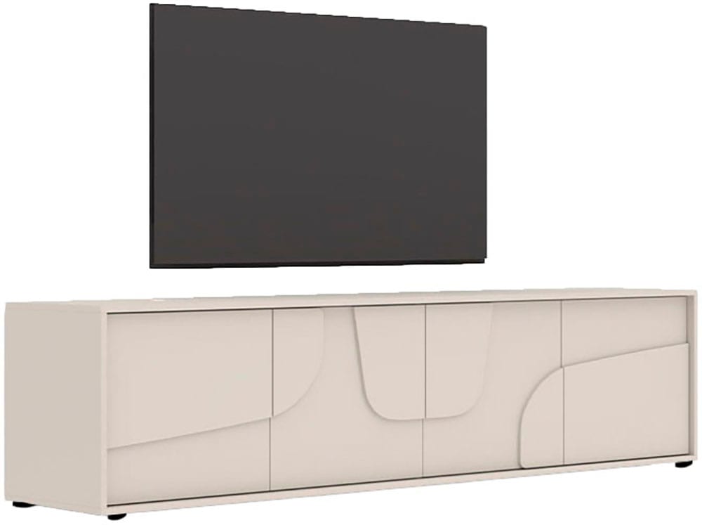 INOSIGN Lowboard »Stone, 205 cm breit, 4 Türen, TV-Schrank, TV-Kommode, Medienboard« 3D-Design, Push-to-open, Innenraum grosszügig, Füsse 14/2 cm wählbar