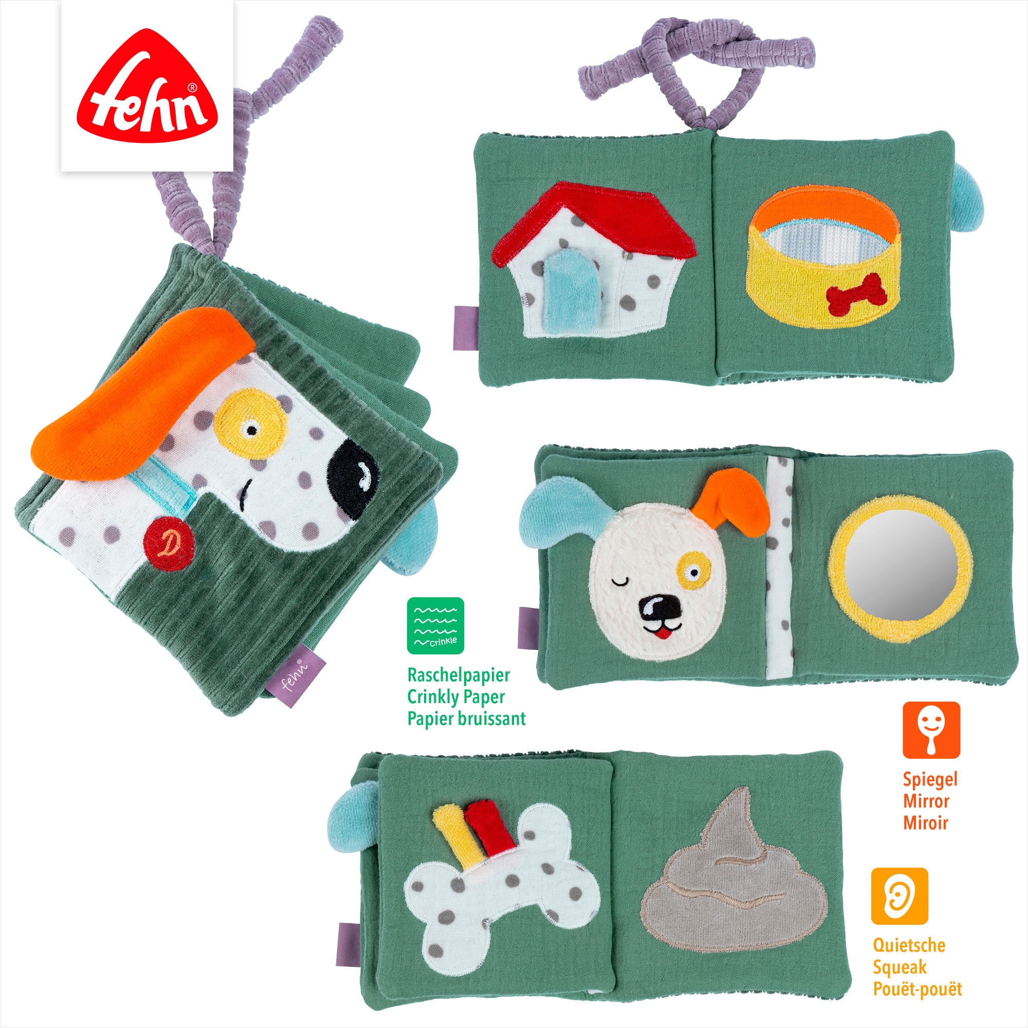 Fehn »Stoffbuch Hund Dotty« contient du coton bio