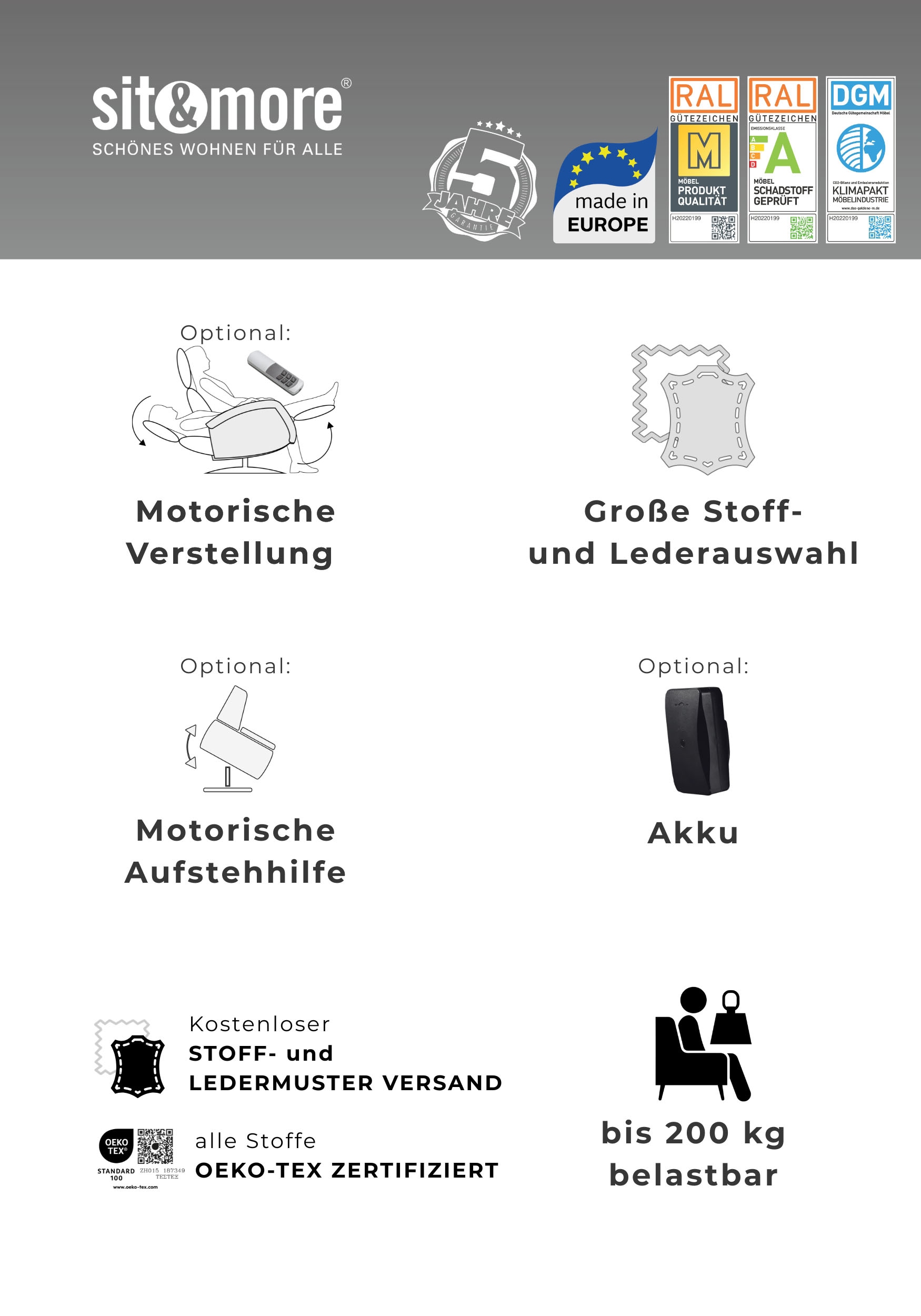 sit&more Fauteuil TV »Cremona Comfort Plus« bis 200 Kg belastbar, mit Herz-Waage Funktion