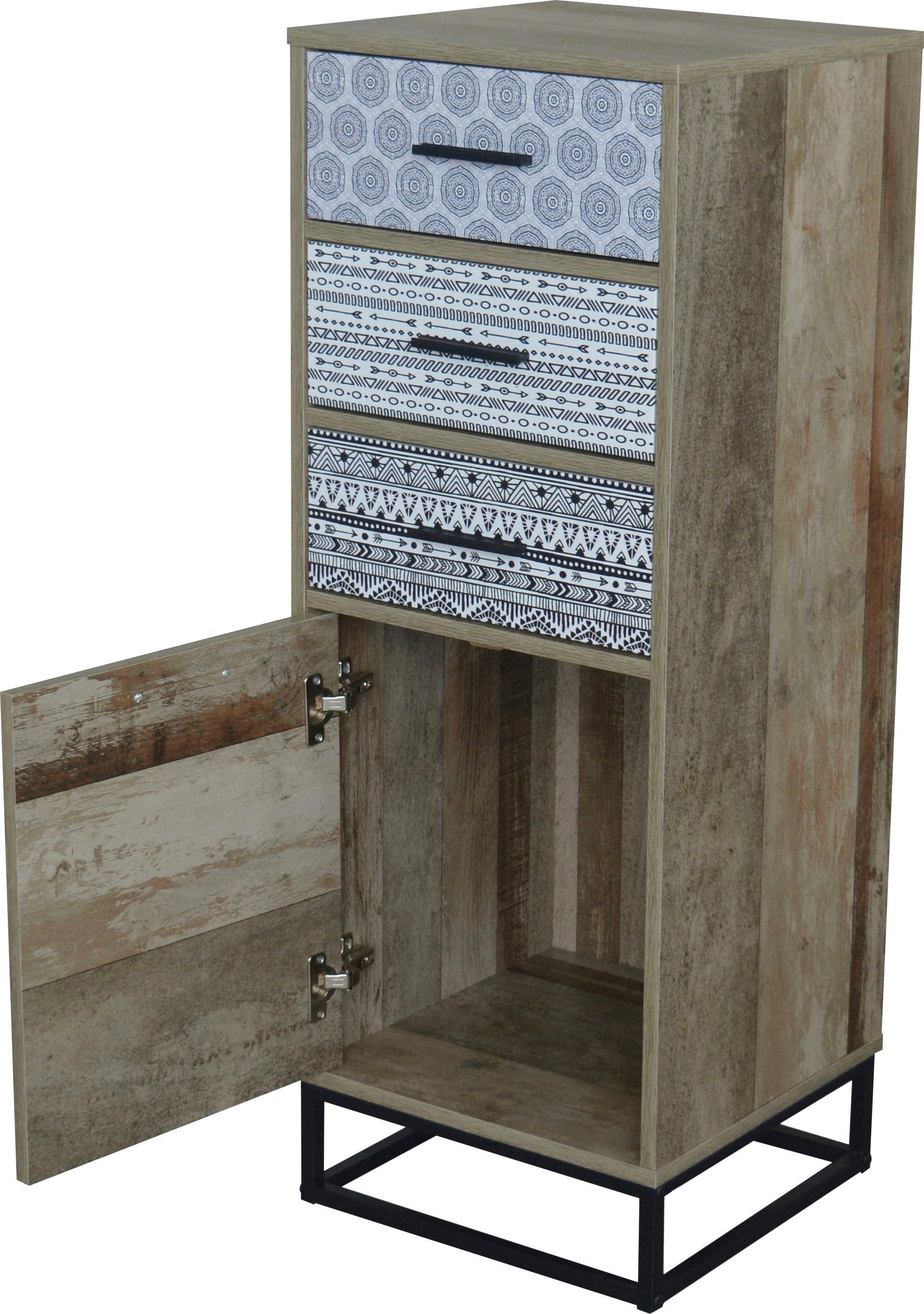 SIT Commode »Mailbox mit 3 Schubladen und Tür in Holzoptik« Façades décoratives à motifs noir et blanc dans un design scandinave