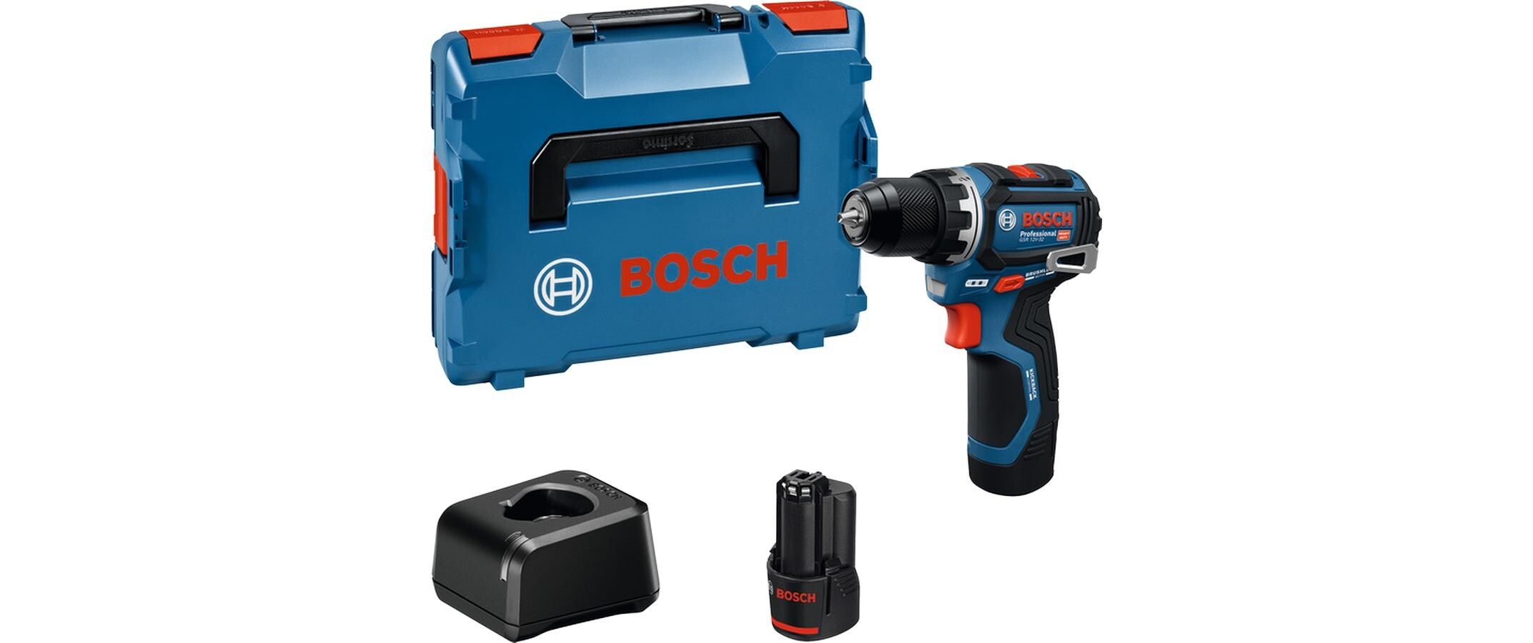 Bosch Professional, Akku-Bohrschrauber »GSR 12 V-32 Kit« Set, Mit 2 Akkus, 1 Ladegerät & Koffer, schwarz
