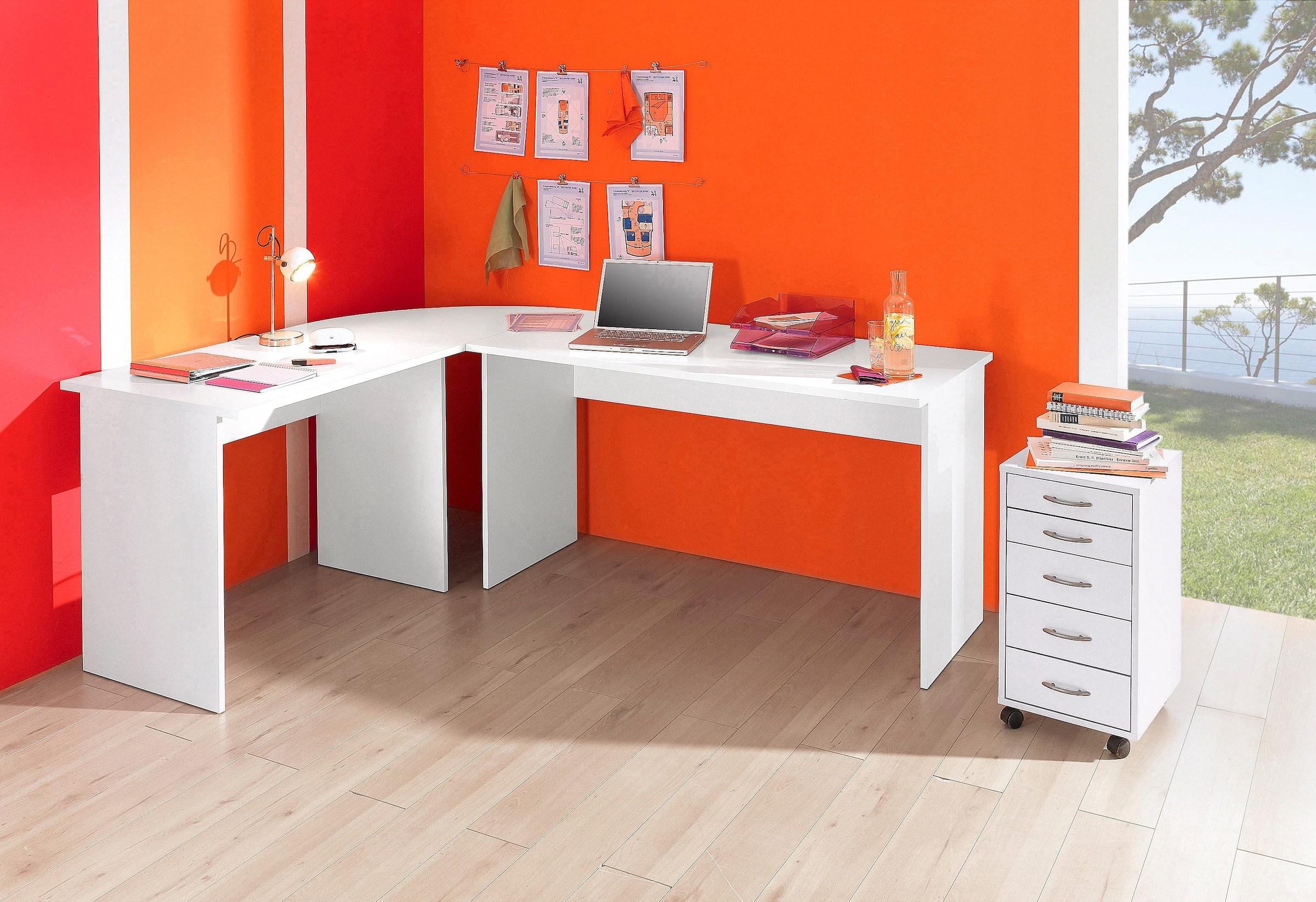 FMD Eckschreibtisch »Till«, Winkel Schreibtisch, Bürotisch, beidseitig montierbar, 205/155 cm