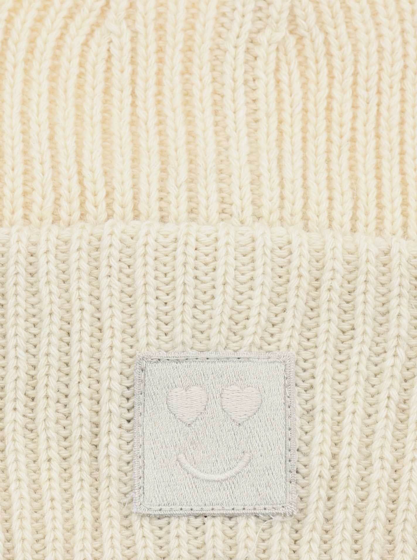 Zwillingsherz Bonnet tricoté »Smile« Grobstrick, Smile Patch